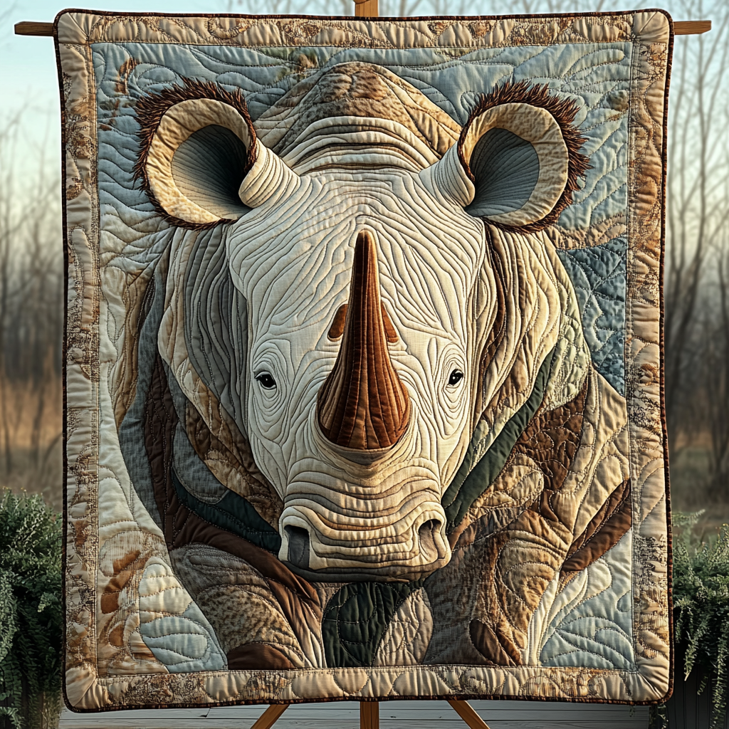 Rhino Journey Quilted Blanket Cute Animal Blanket