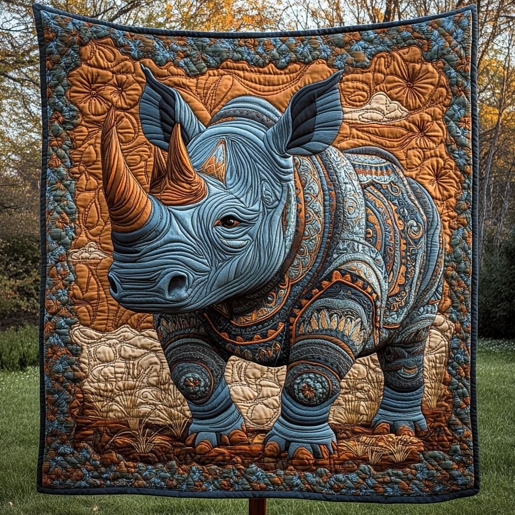 Rhino Silent Power Quilted Blanket Cute Animal Blanket