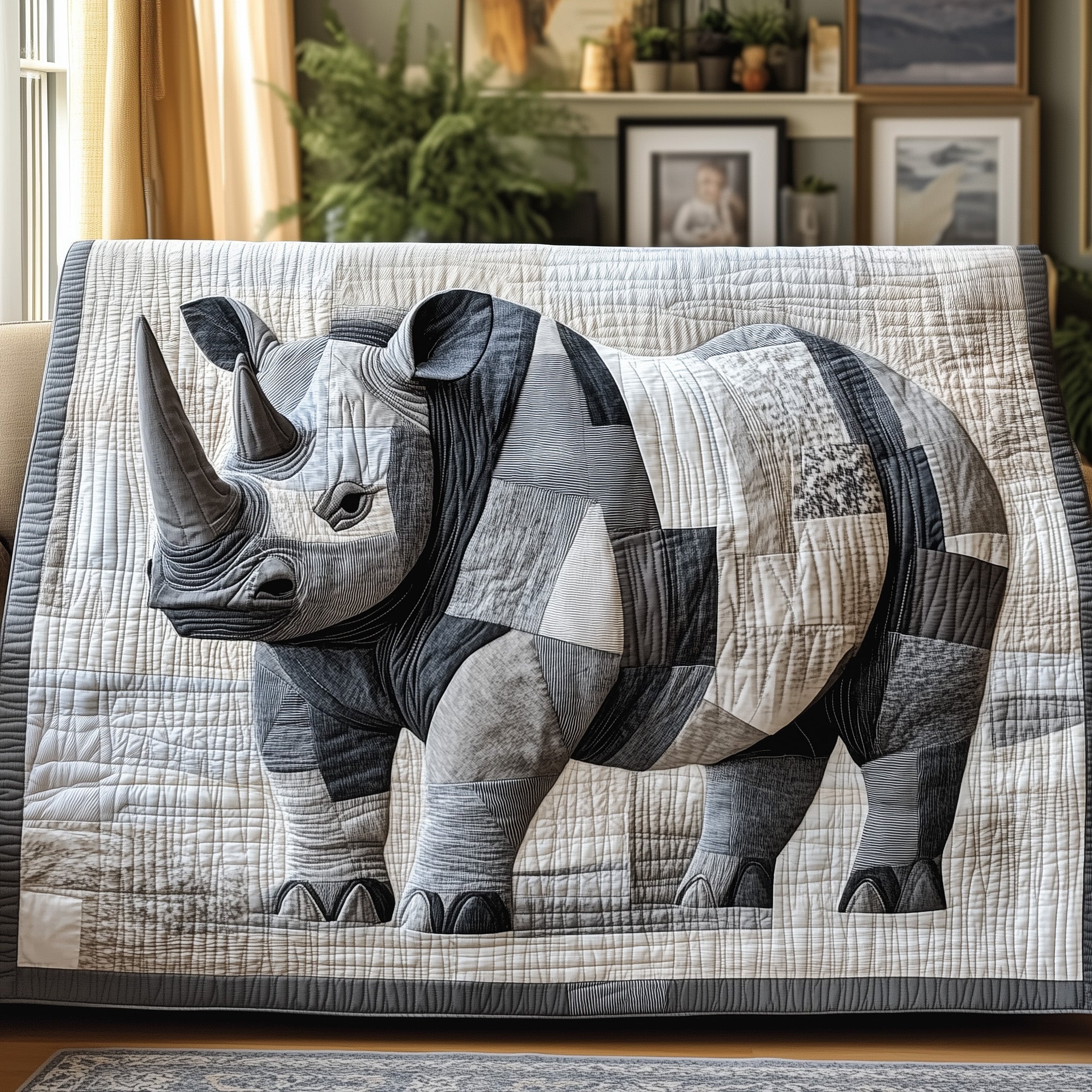 Rhinoceros Quilted Blanket Merchandise Throw BlanketChristmas Gift Ideas For Daughter
