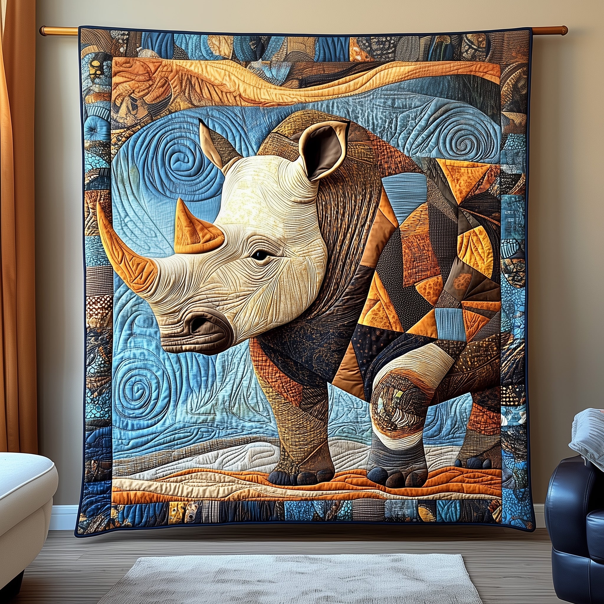 Rhinoceros Quilted Blanket Merchandise Throw BlanketChristmas Presents For Daughter