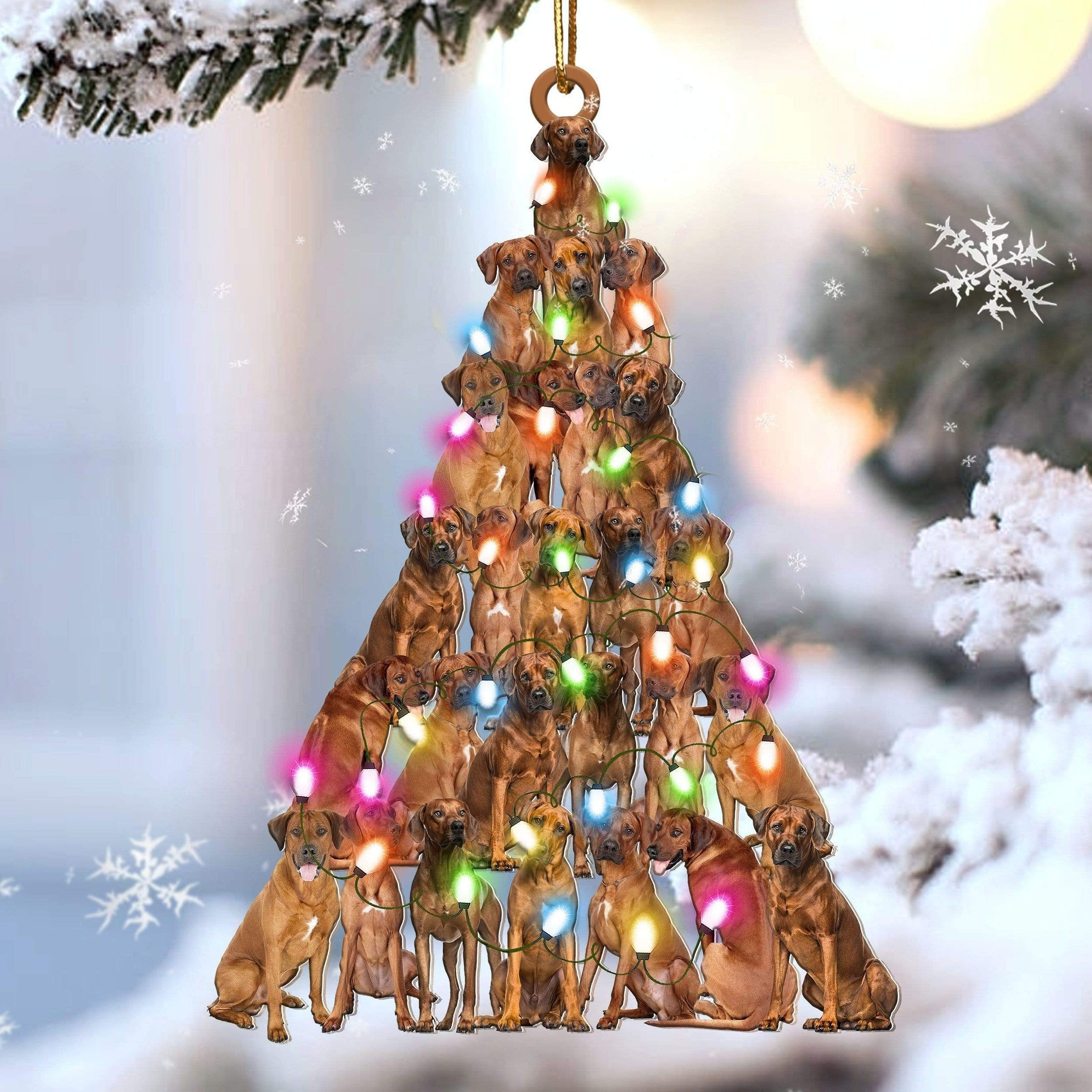 Rhodesian Ridgeback Christmas Tree Shaped Acrylic Ornament For Rhodesian Ridgeback Lovers