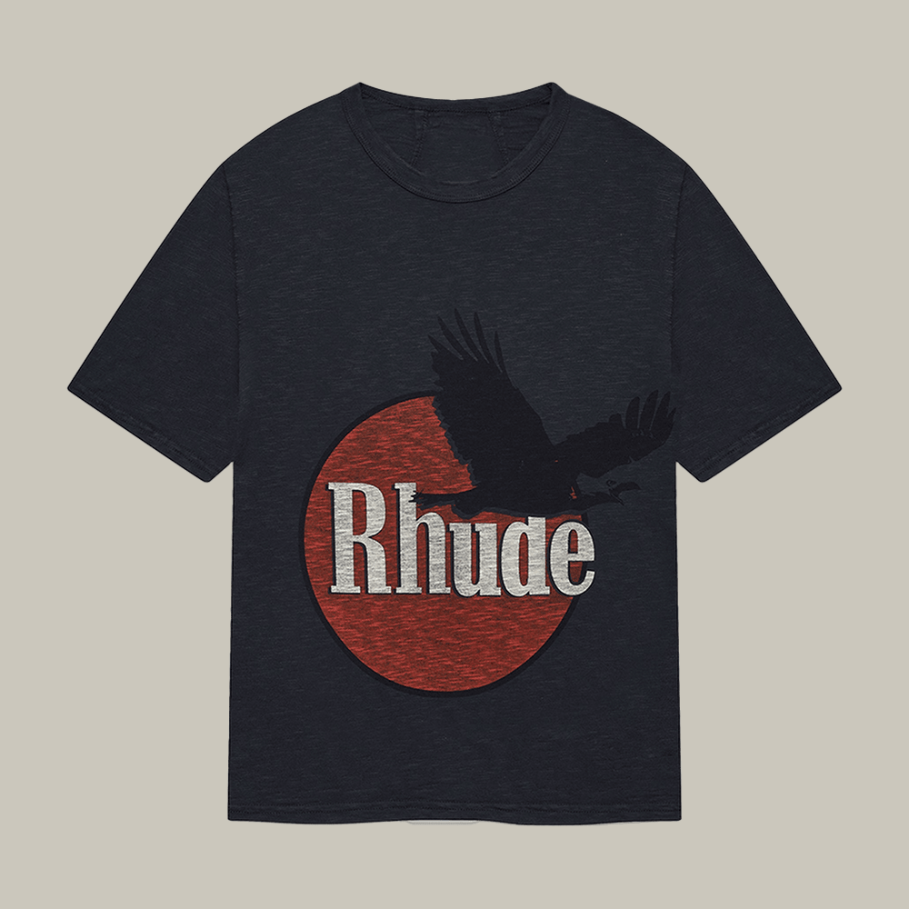 Rhude Eagle Logo Slub T-Shirt Rhude Clothes Streetwear Style Present For Enthusiast