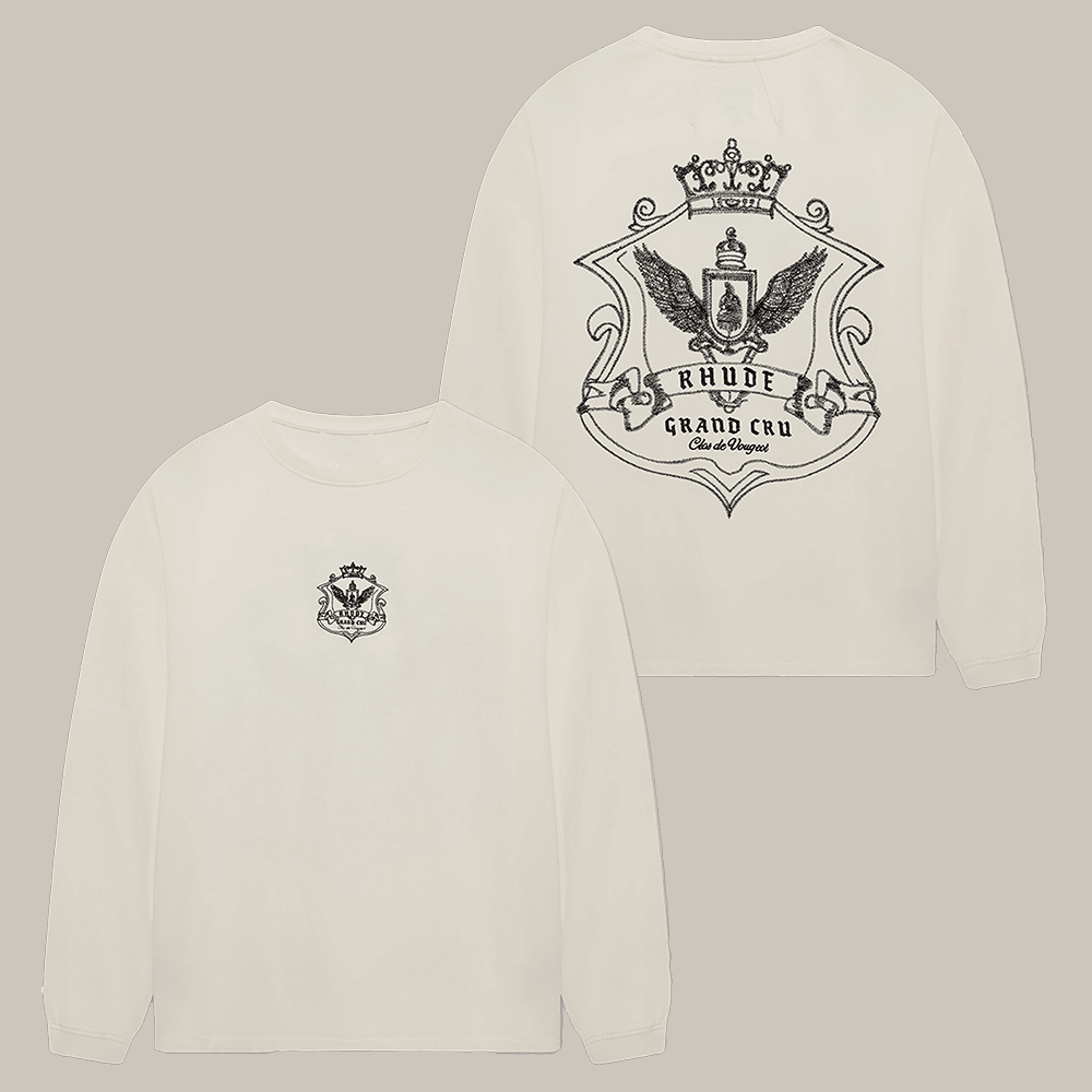 Rhude Grand Cru Crest LS Sweatshirt Streetwear Apparel Rhude Merch Gift Idea For Her