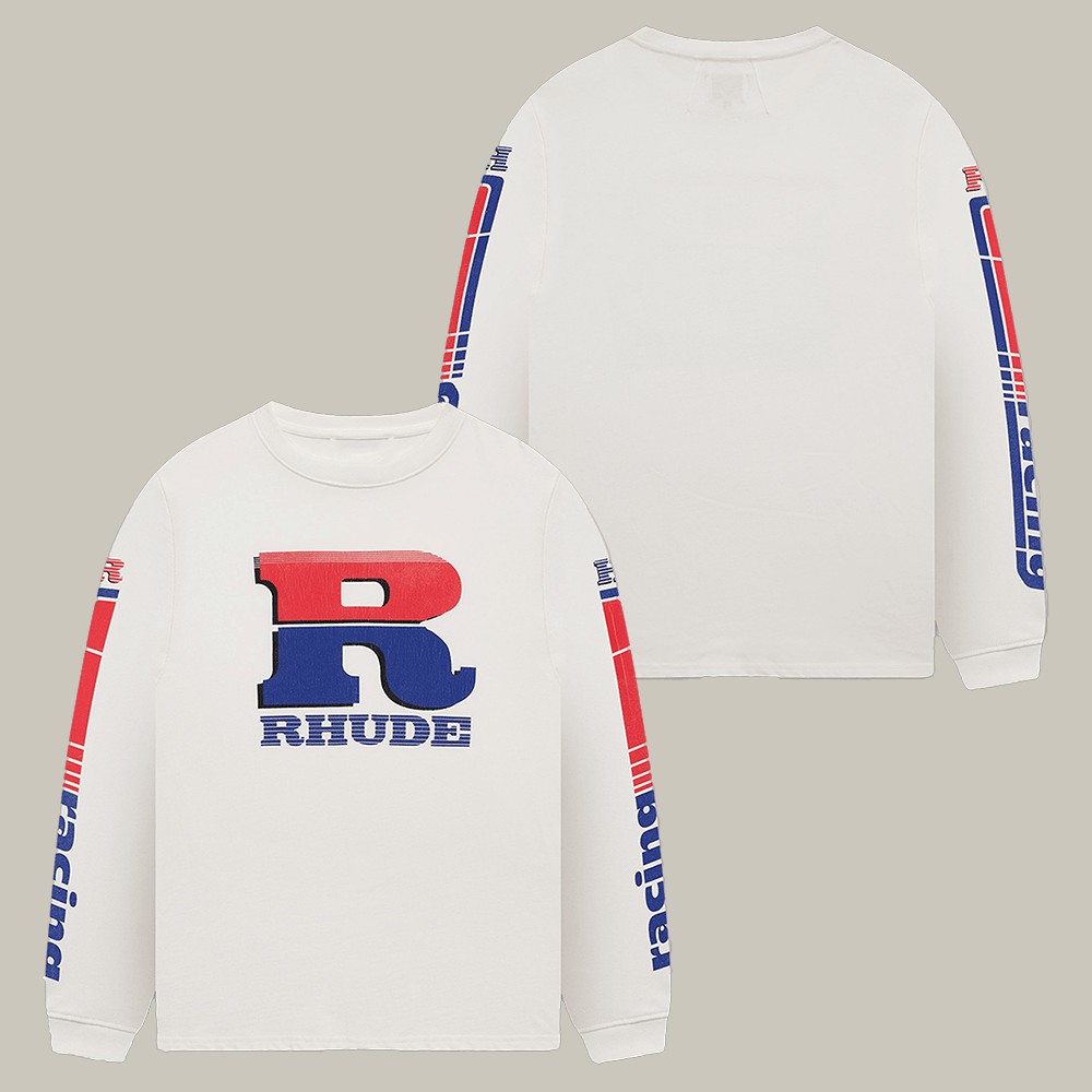 Rhude Split Petrol Logo Long Sleeve Shirt Rhude Apparel Good Gift For Him