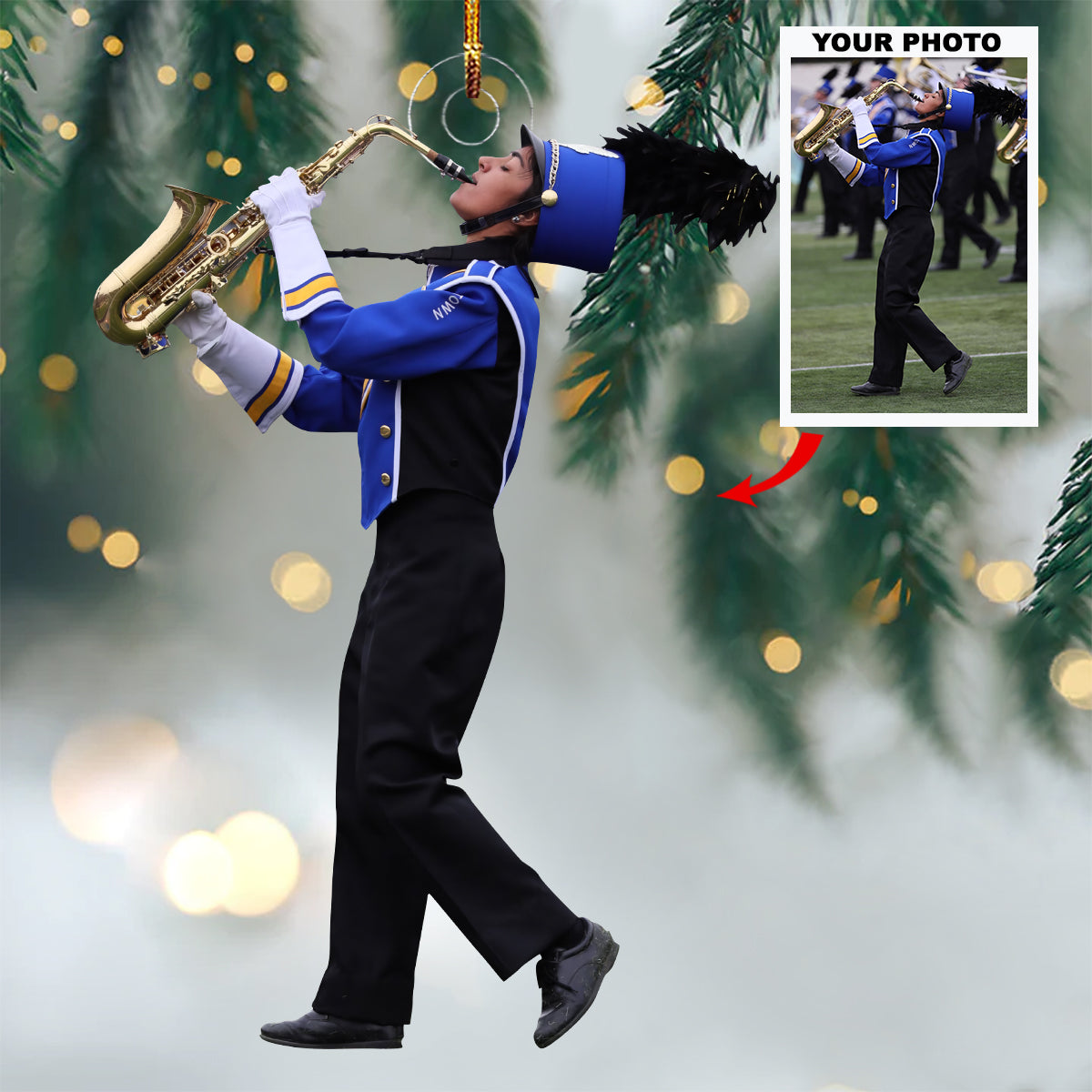 Rhythm And Resilience Personalized Photo Mica Ornament Christmas Gift For Marching Ban