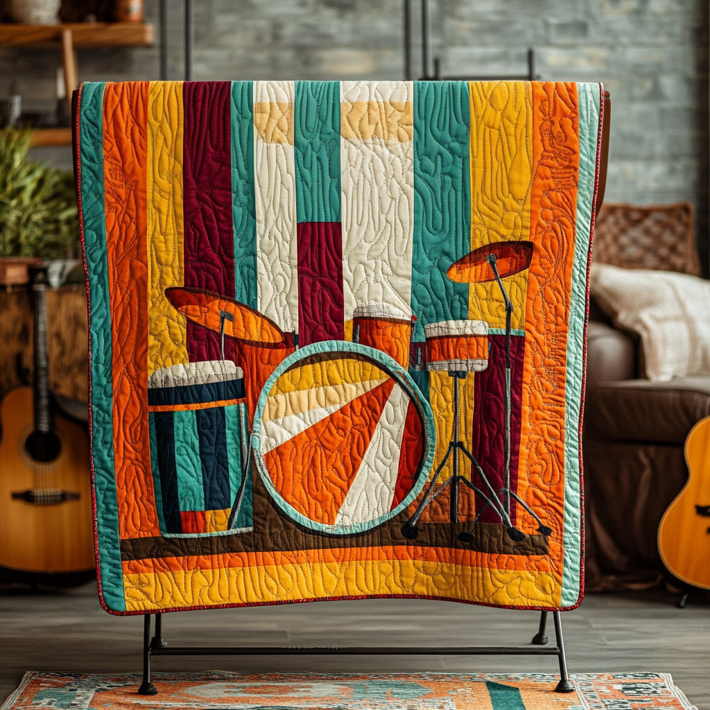 Rhythm of Colors Quilted Blanket Sofa Couch Throw Blanket Best Christmas Gifts For Drummers