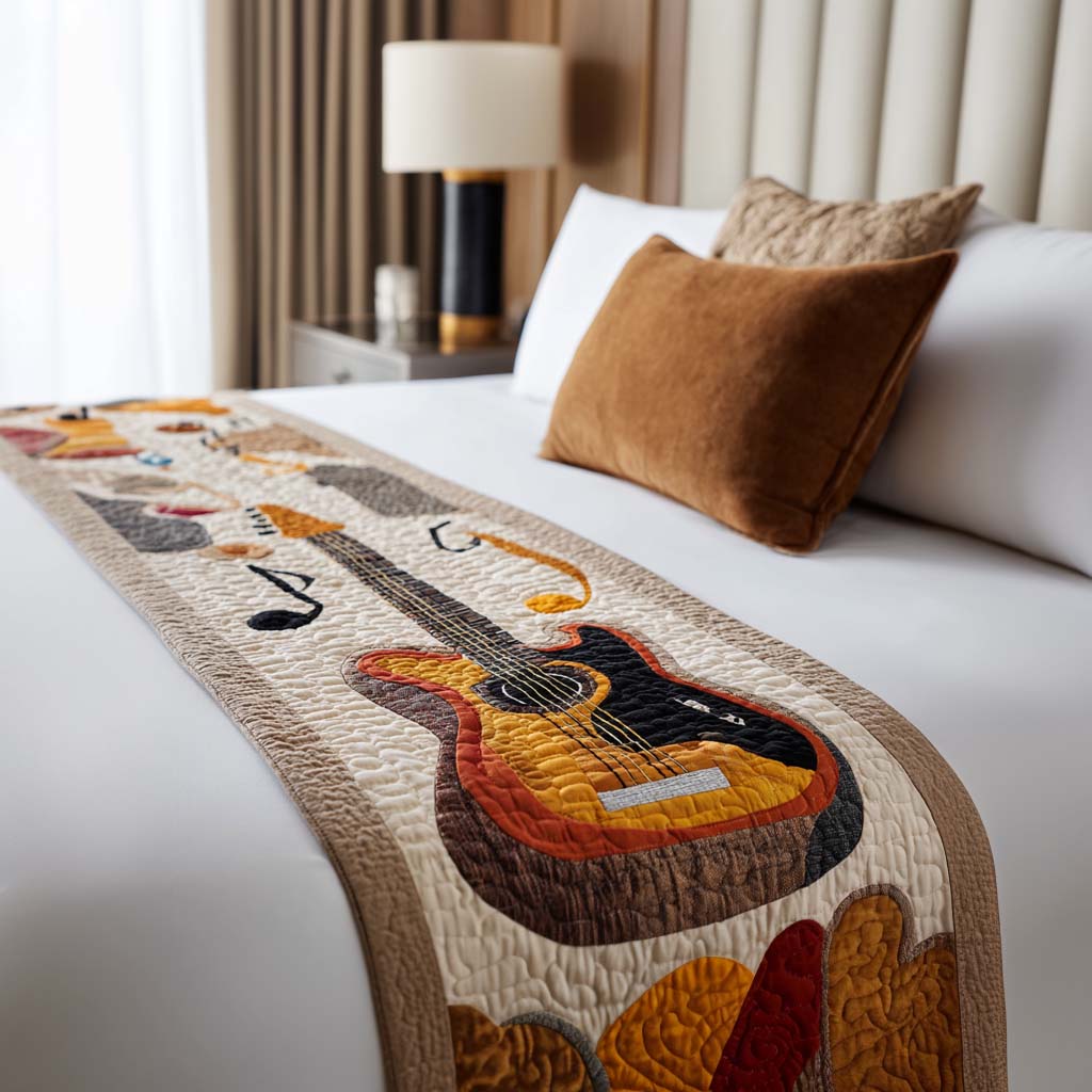 Rhythm Soul Quilted Bed Runner Bed Decor Ideas Best Gift Ideas For Guitar Players