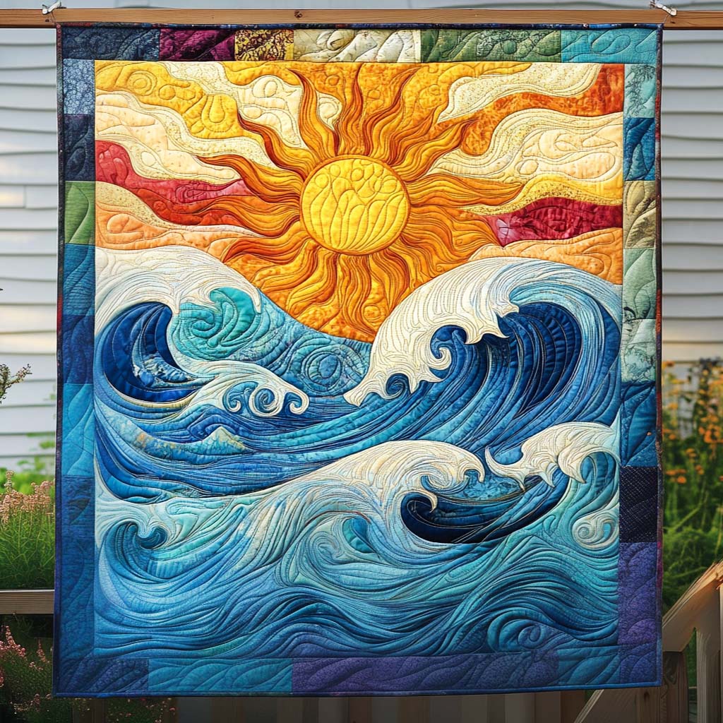 Rhythms Of The Sea Quilted Blanket For Christmas Gifts