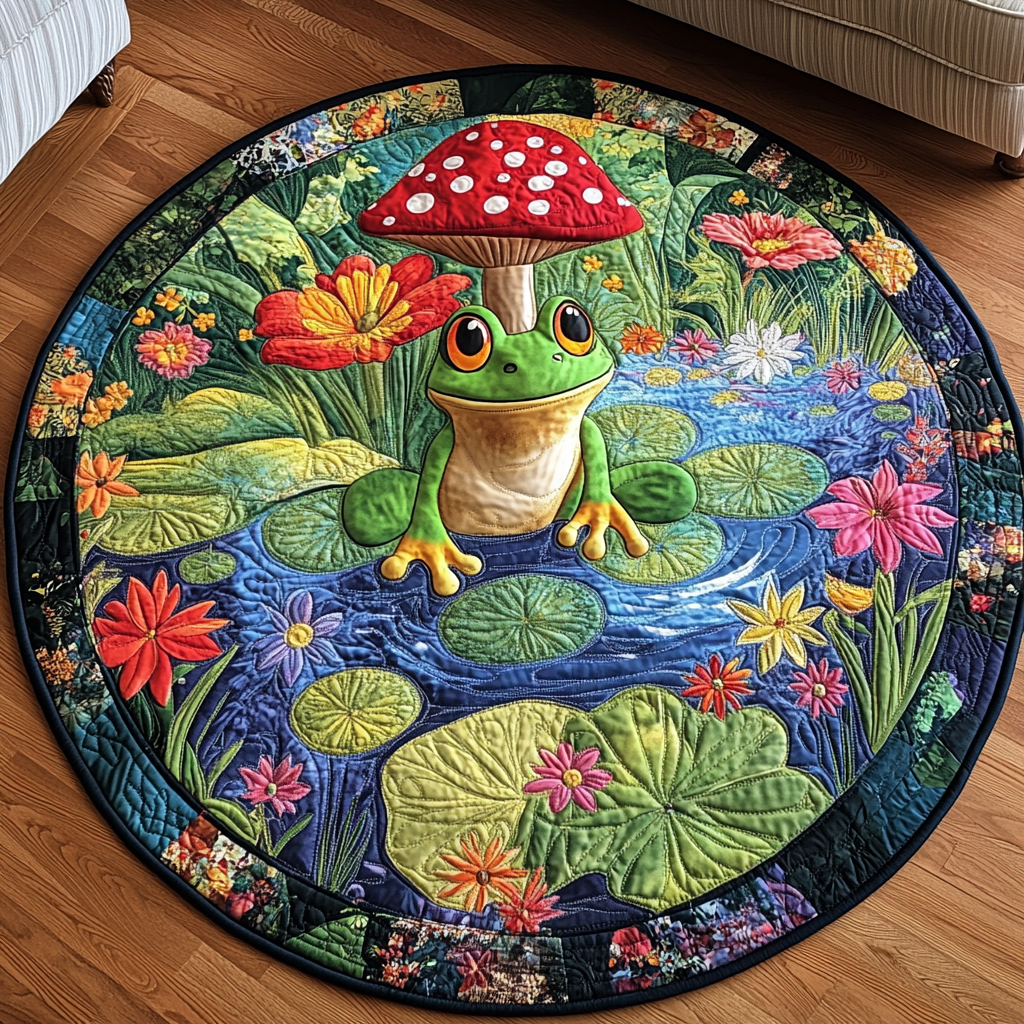 Ribbit Quilted Round Mat Entryway Rug Ideas Frog Gifts For Adults