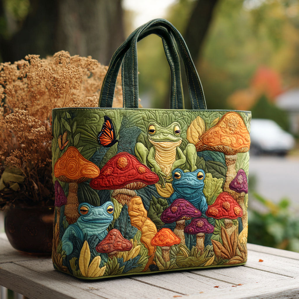 Ribbit Rhythm Quilted Tote Bag Cute Frog Things To Buy