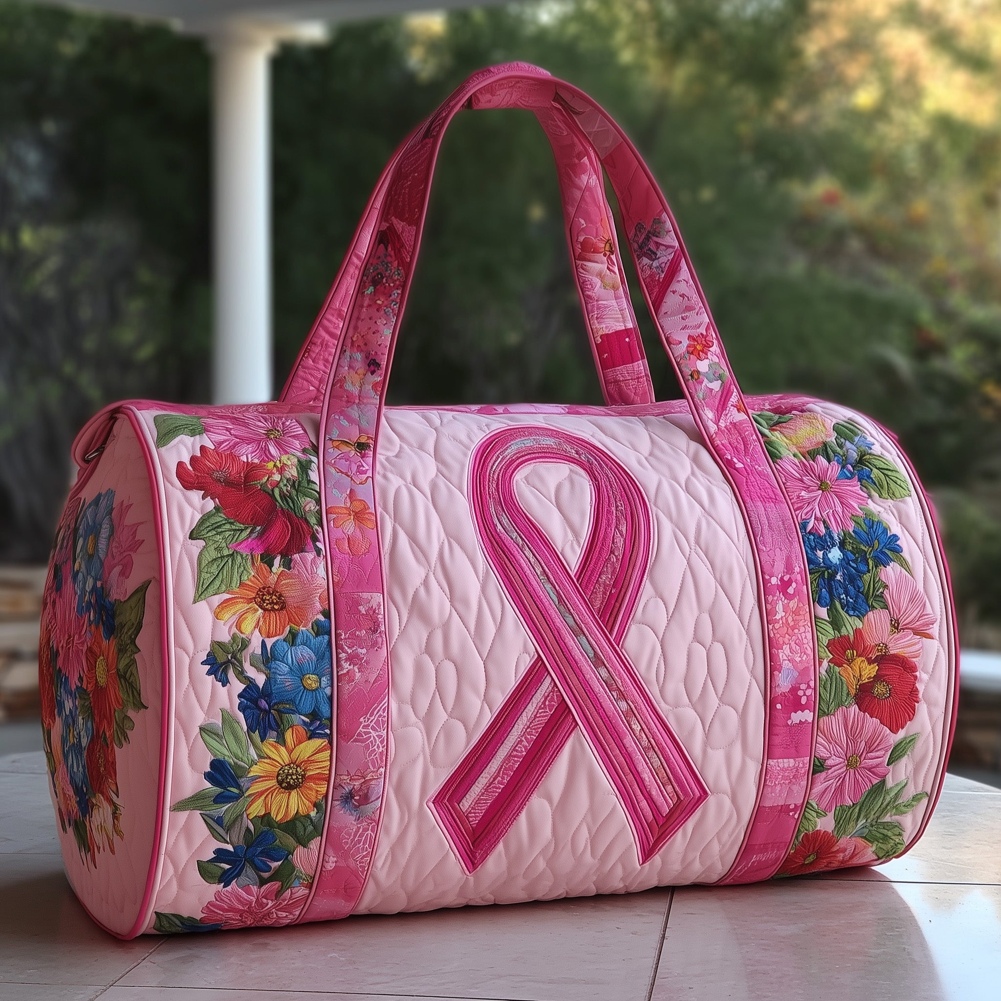 Ribbon Of Strength Quilted Duffle Bag Gift For Her