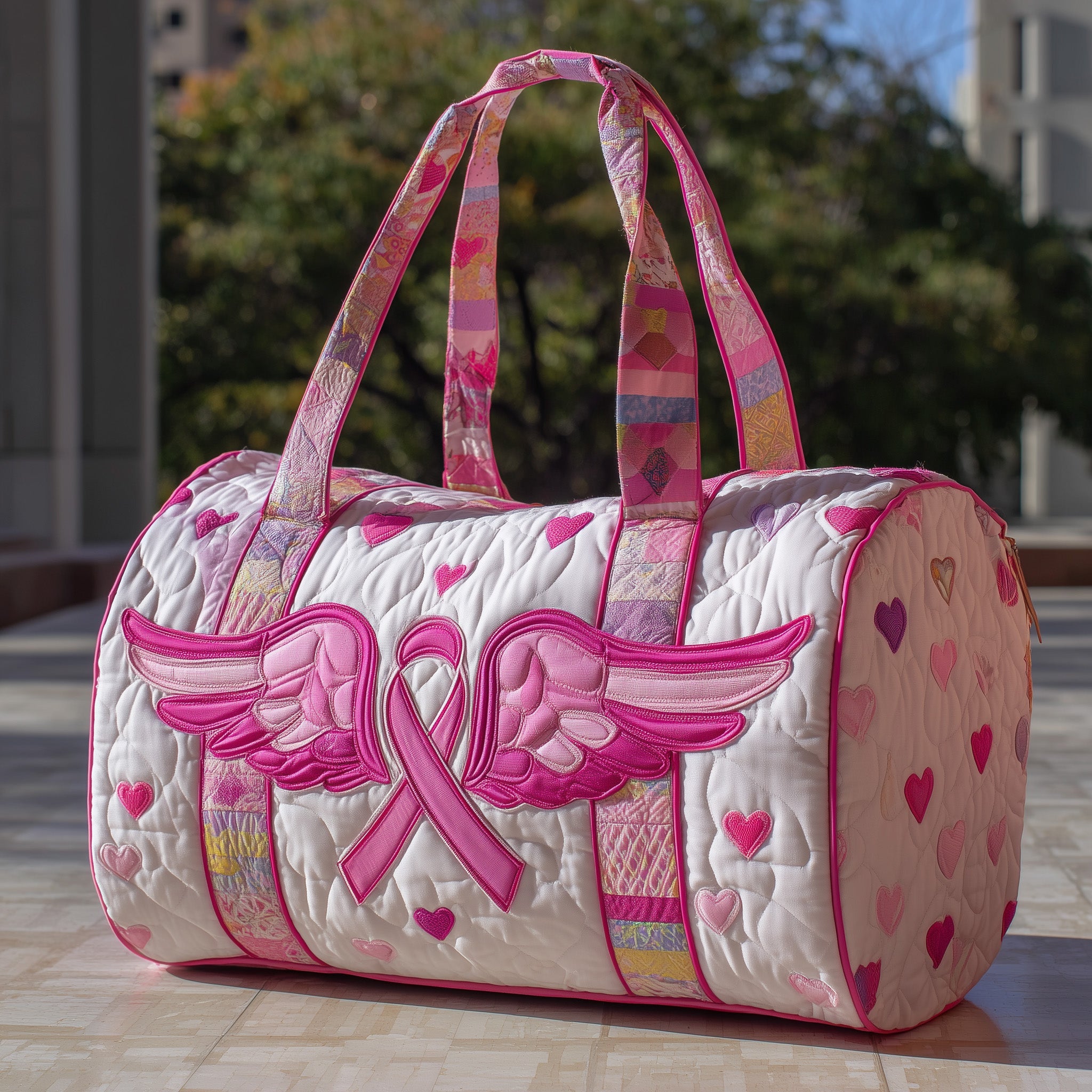 Ribbon Of Strength Quilted Duffle Bag Gift For Mom