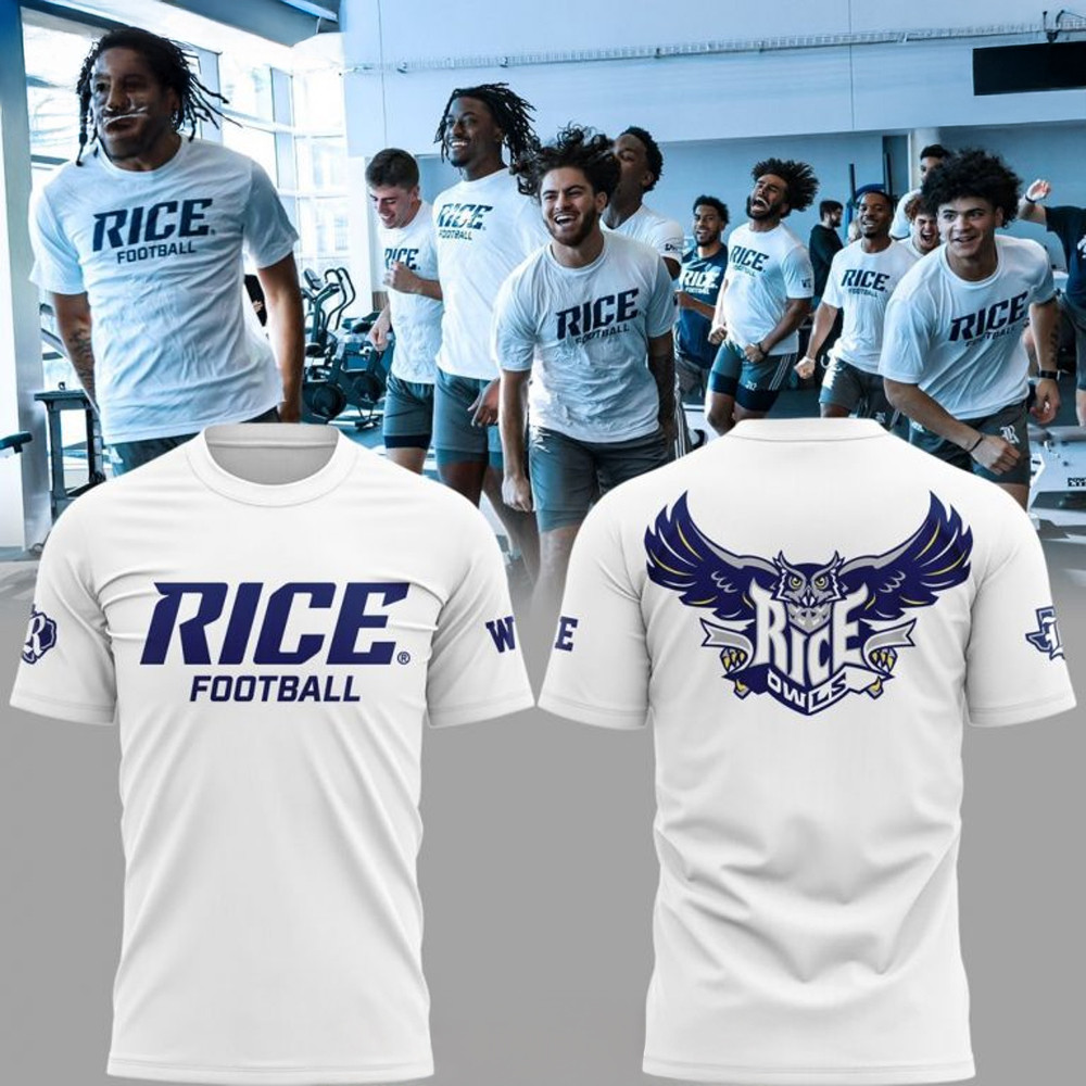 Rice Owls Football 2025 White T-Shirt Football Gifts For Men