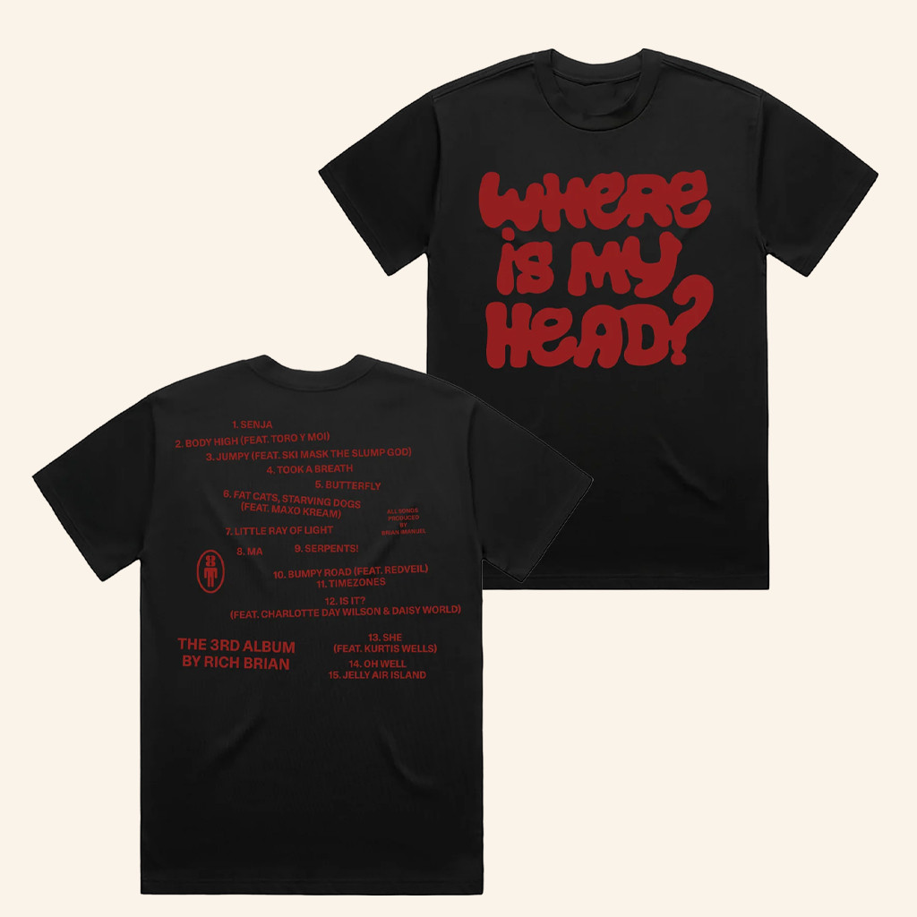 Rich Brian Merch Where Is My Head Black T-Shirt Gifts For Rapper Fans Rich Brian Merch Where Is My Head Black T-Shirt Gifts For Rapper Fans