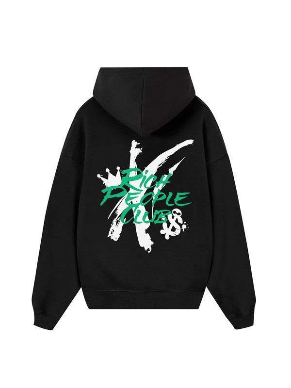 Rich People Club Hoodie Crown Dollar Sign Graphic Motivational Merch Gifts For Friends