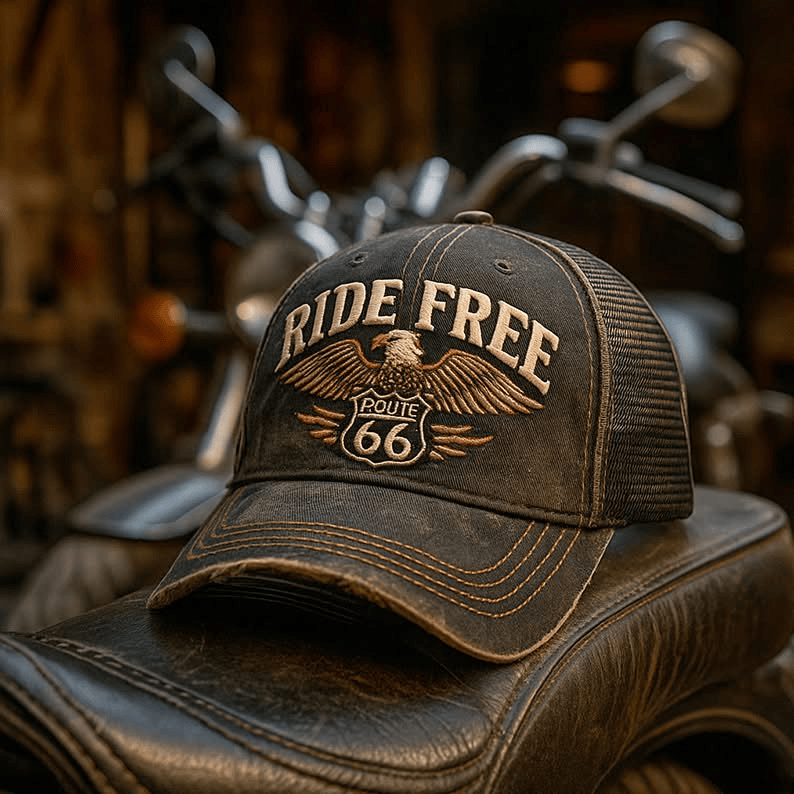 Ride Free Route 66 Hat Old Vintage Bikers Hat Gifts For Father Ride Free Route 66 Hat Old Vintage Bikers Hat Gifts For Father
