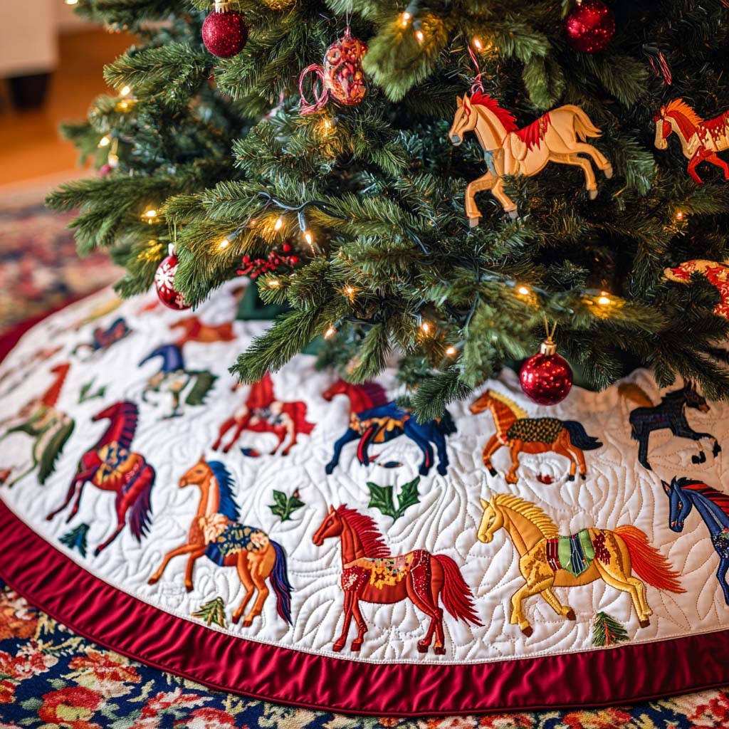 Rider Dawn Christmas Quilted Tree Skirt Special Holiday Tree Skirt Gift for Newlyweds