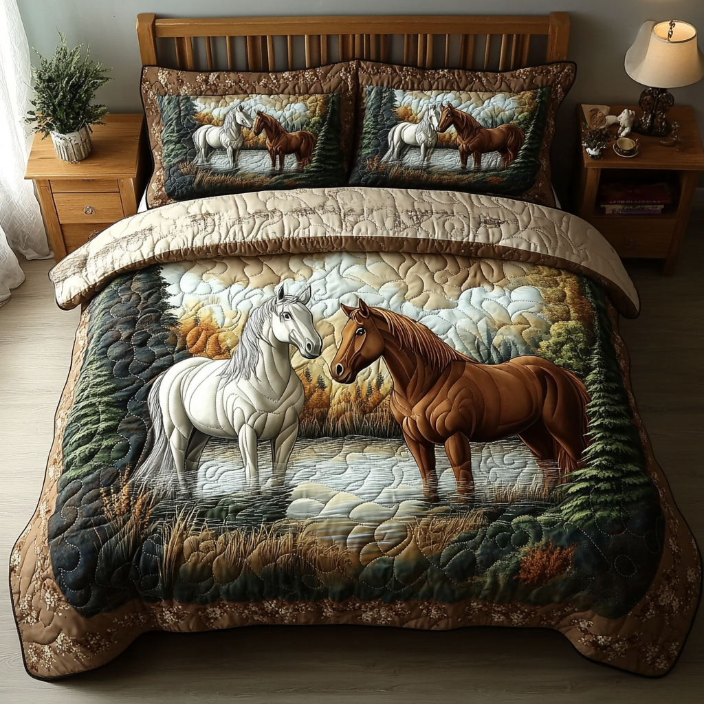 Rider Dream Quilted Bedding Set Holiday Duvet Cover Set Gift Ideas For Horse Owners