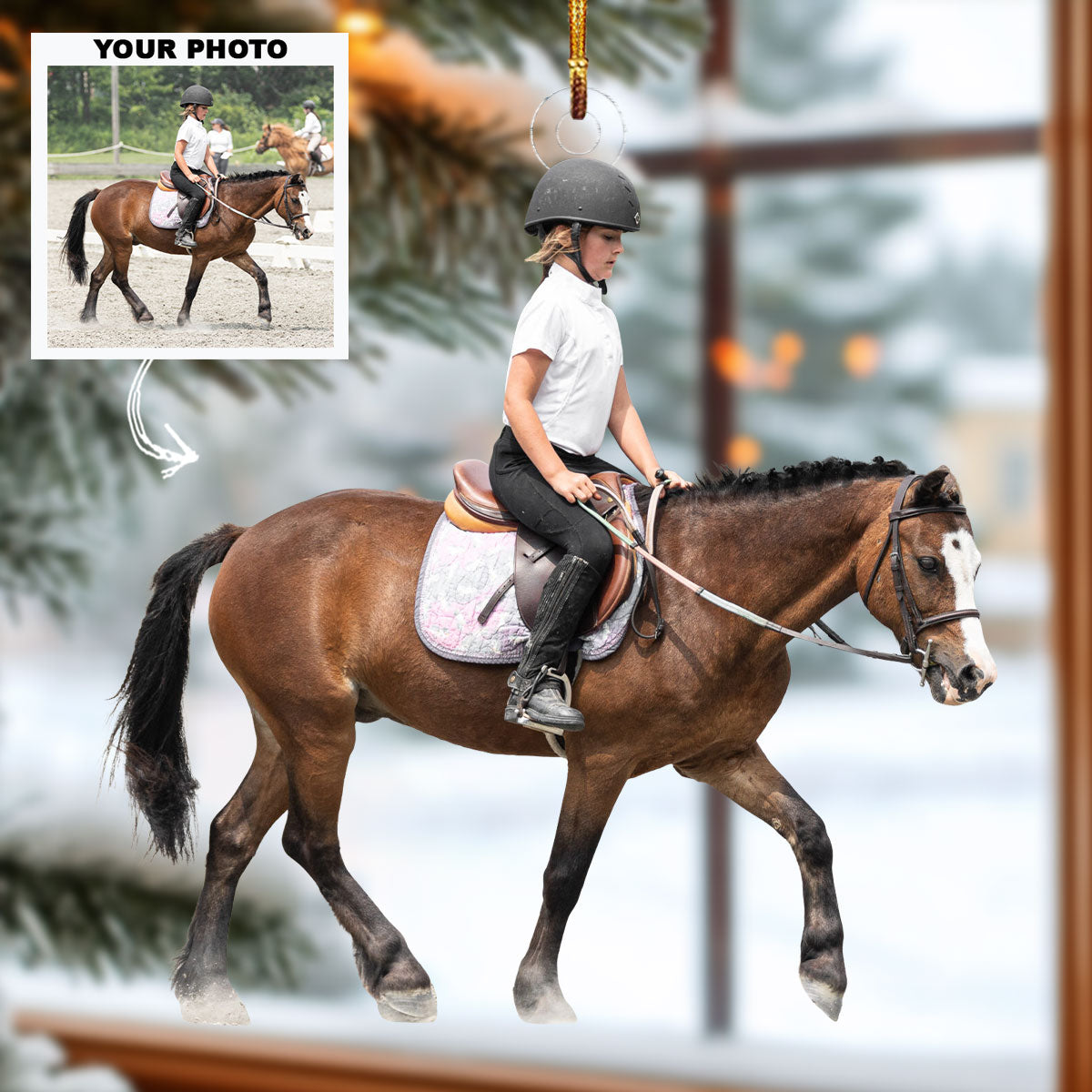 Rider Pride Personalized Photo Mica Ornament Christmas Gift For Equestrian Players Equ