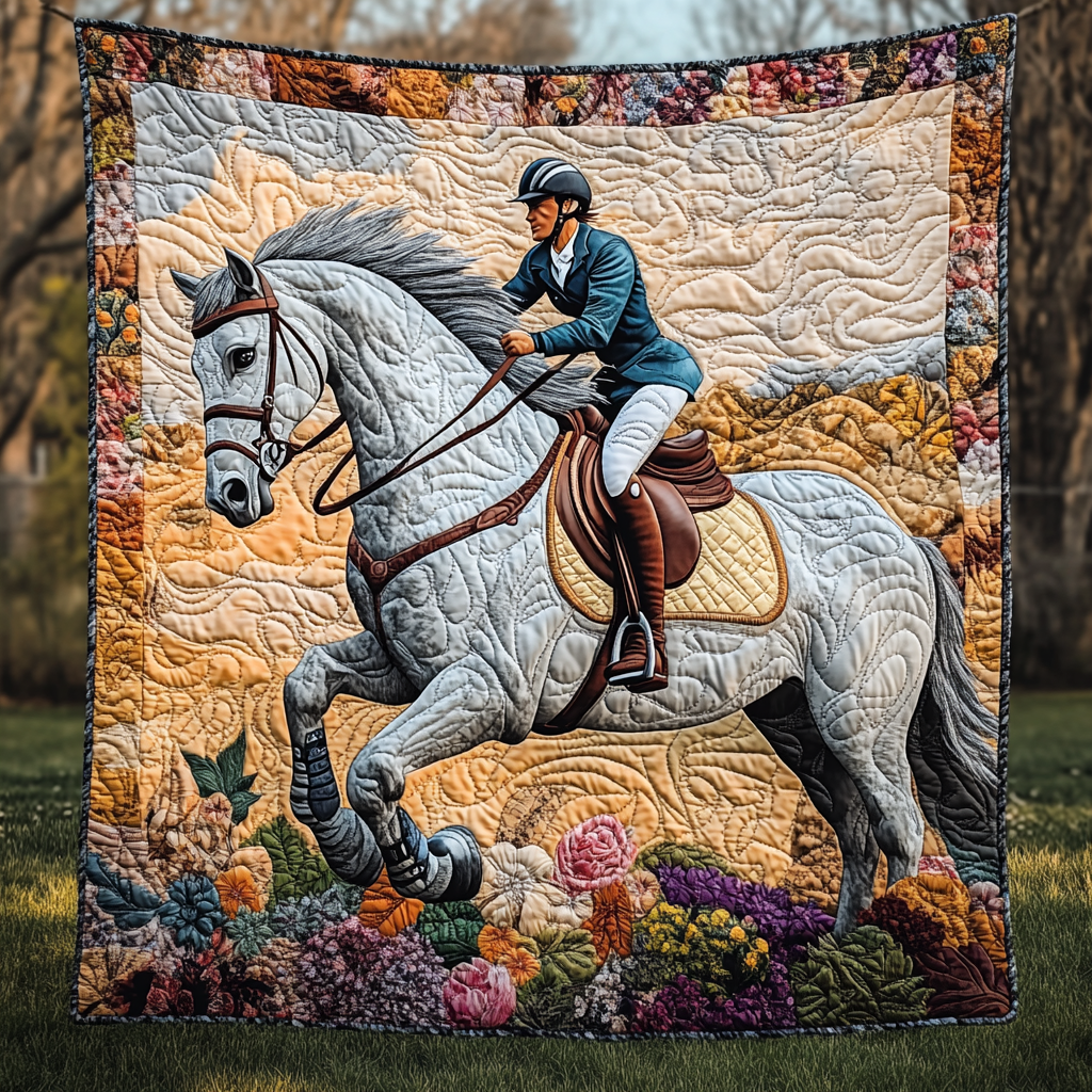 Riding Into the Horizon Quilted Blanket Sofa Couch Throw Blanket Christmas Gift Ideas For Horse Owners