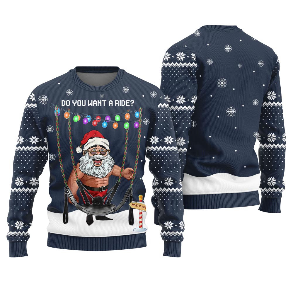 Riding With Santa Naughty Christmas Sweater Adults Merry Christmas Sweatshirt for Holiday Fun