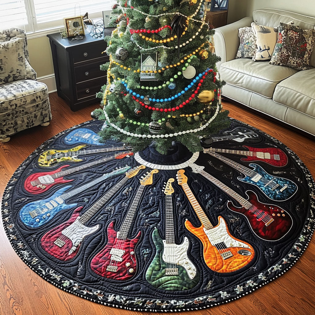 Riff Dream Quilted Christmas Tree Skirt Family Holiday Gathering Decor Holiday Tree Base Decoration