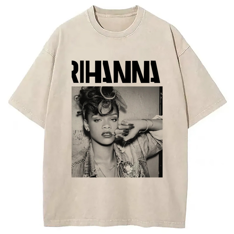 Rihanna Badgal 90's Hip Hop Rap Washed T-Shirt Retro Streetwear Graphic Top Gifts For Her