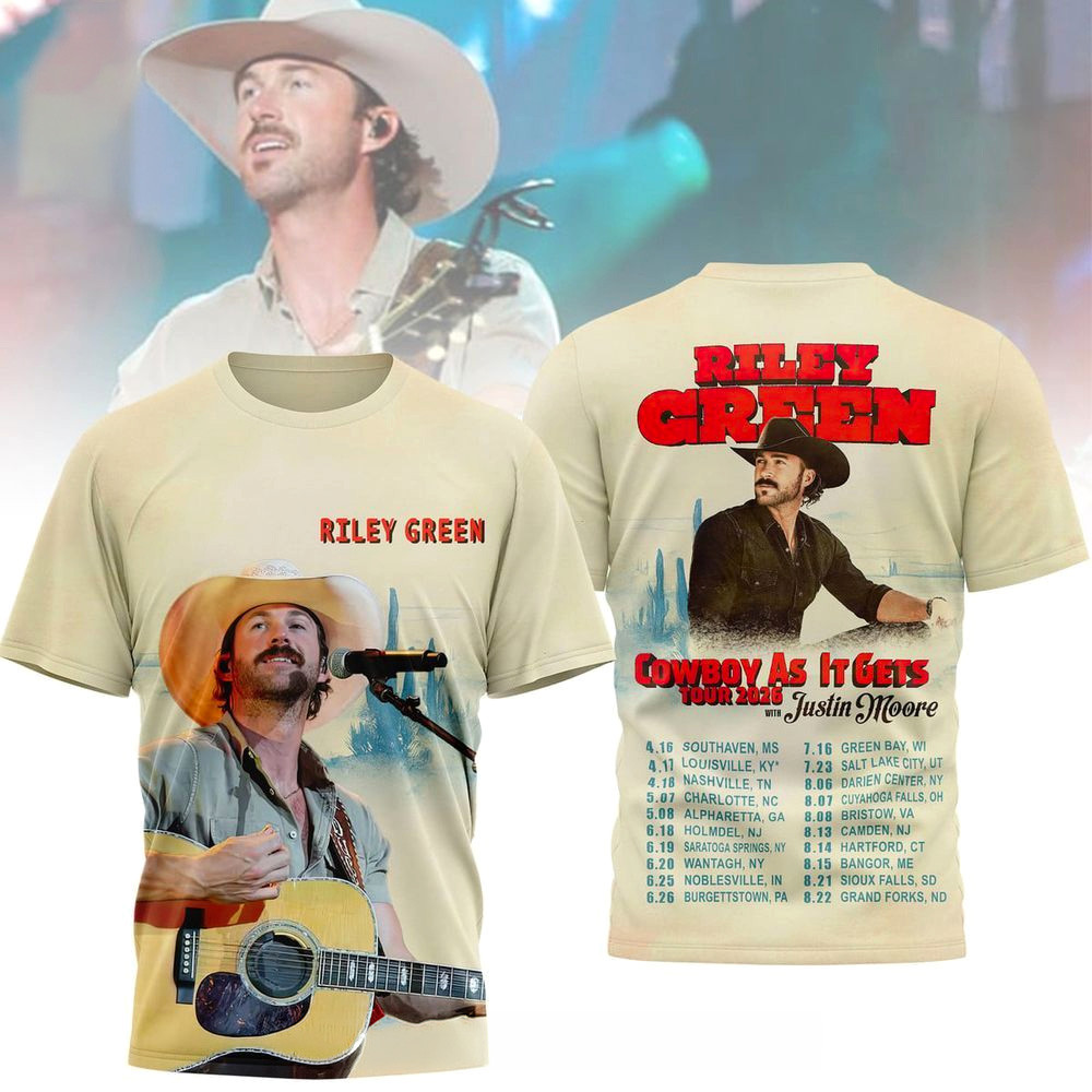 Riley Green Cowboy As It Get Tour 2026 T-Shirt Riley Green Merch Gifts For Music Lovers