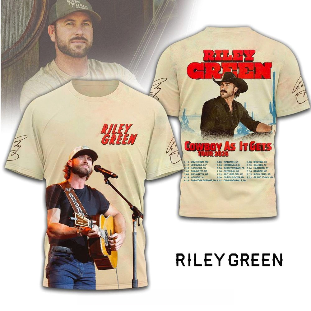 Riley Green Cowboy As It Gets Tour 2026 Shirt Riley Green Merch Birthday Gifts For Music Lovers