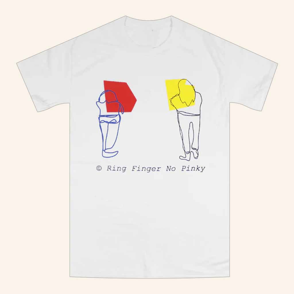 Ring Finger No Pinky Merch Line Drawings White T-Shirt Presents For Music Lovers Ring Finger No Pinky Merch Line Drawings White T-Shirt Presents For Music Lovers