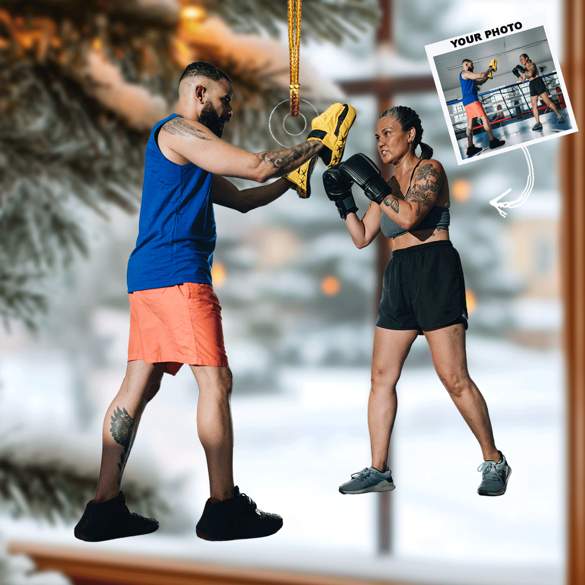 Ring Practice Personalized Photo Mica Ornament Gift For Boxing Players Boxing Lovers