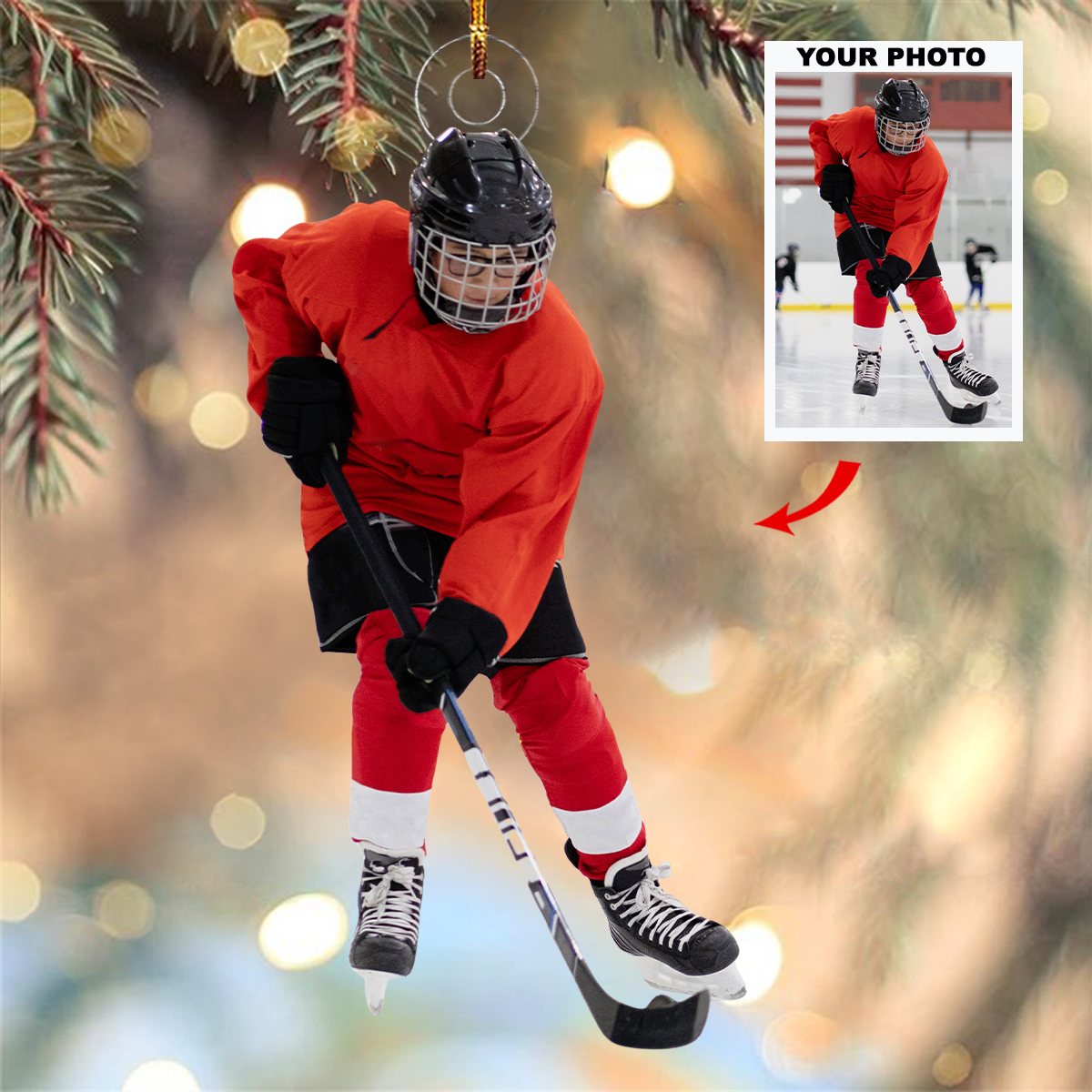 Rink Master Personalized Photo Mica Ornament Gift For Ice Hockey Players Ice Hockey Lo