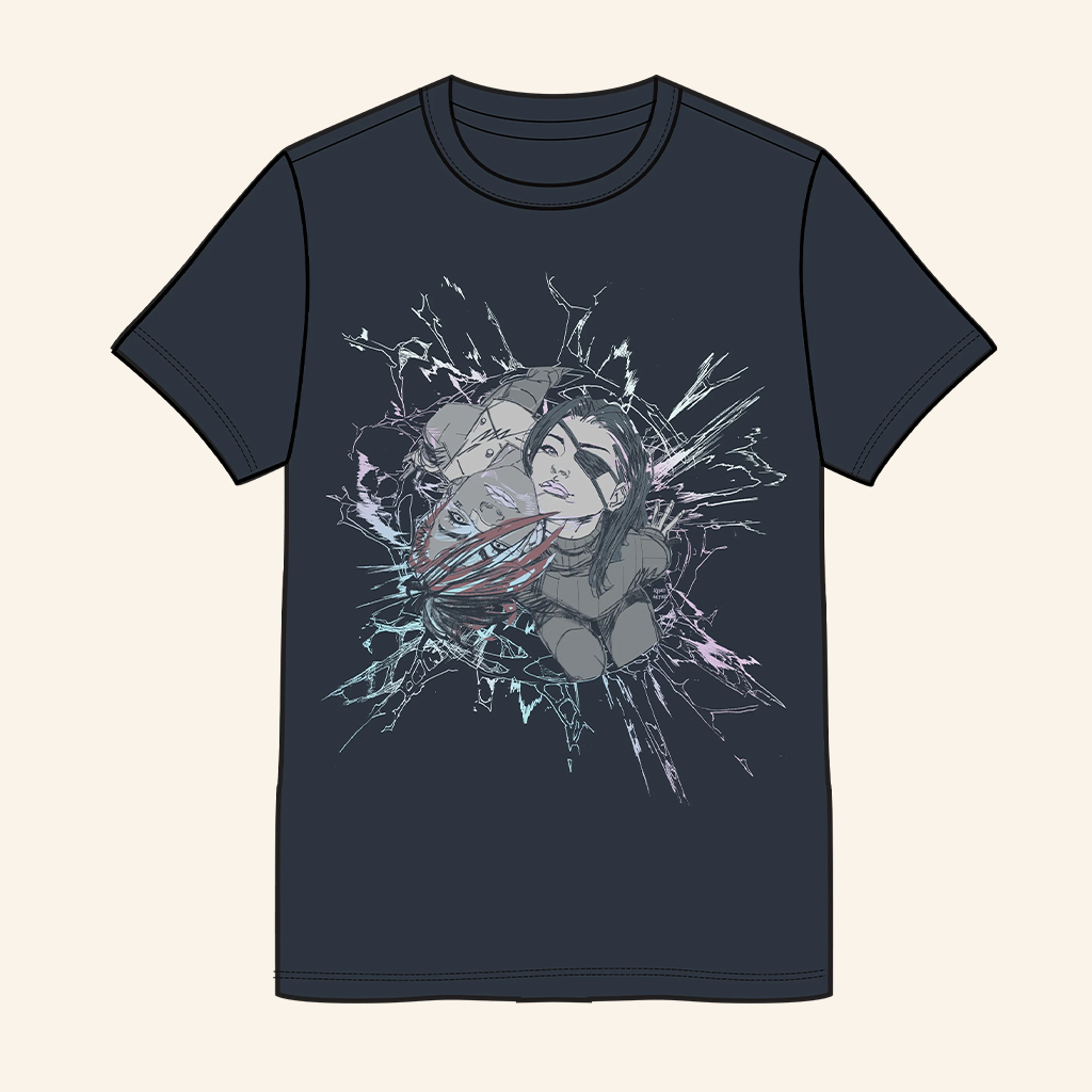 Riot Games Merch Arcane Caitlyn And Vi Foil T-Shirt LOL Merch Gifts For Game Lovers