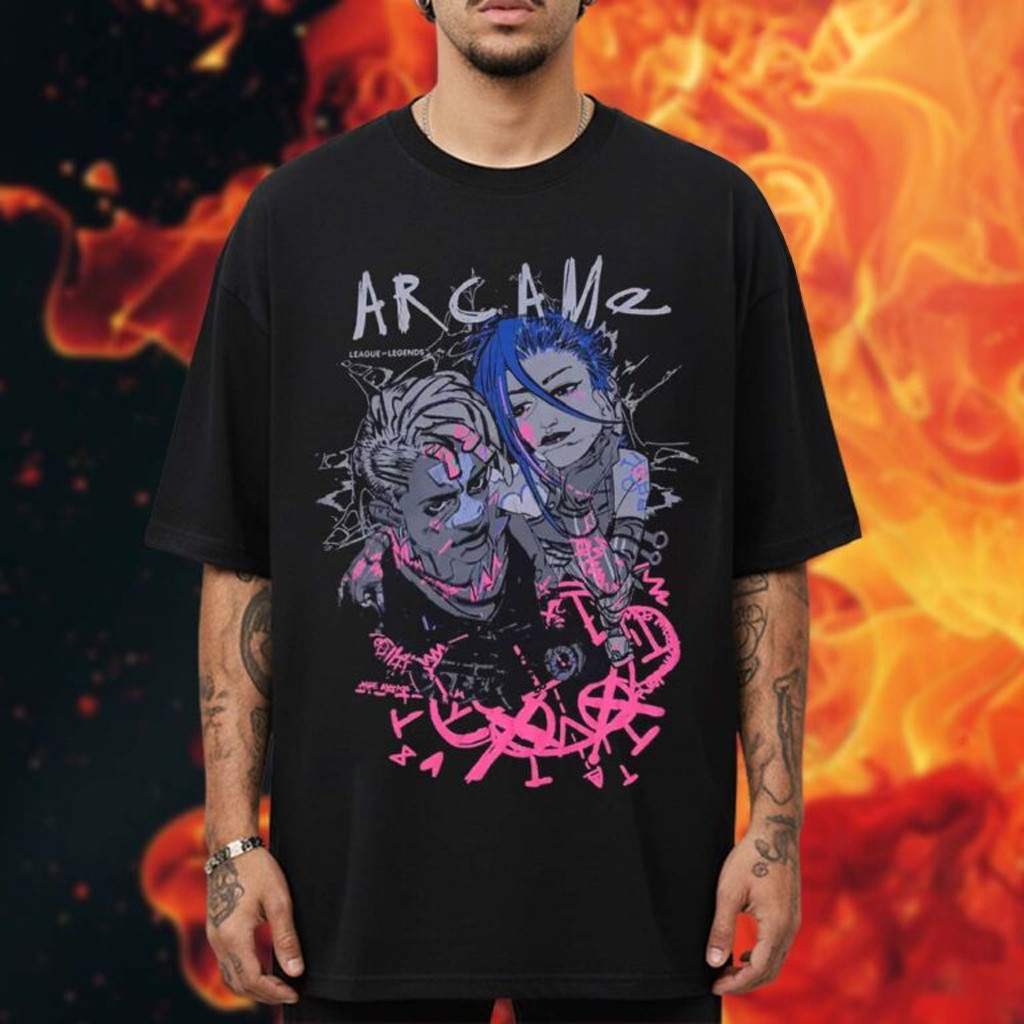 Riot Games Merch Arcane Collection Jinx And Ekko T-Shirt Birthday Ideas For Husband