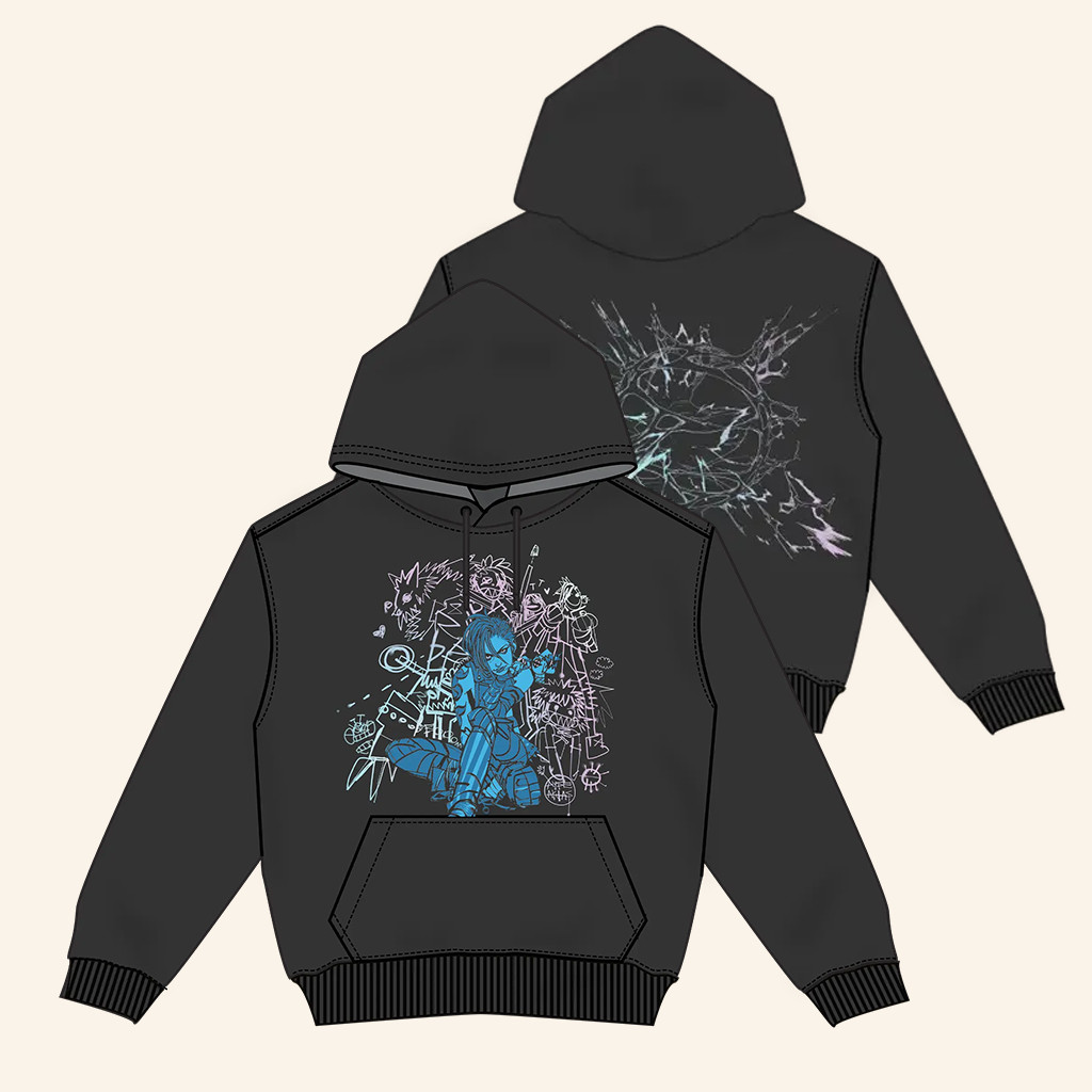 Riot Games Merch Arcane Jinx Foil Hoodie Jinx League Of Legends Merch Gifts For Him
