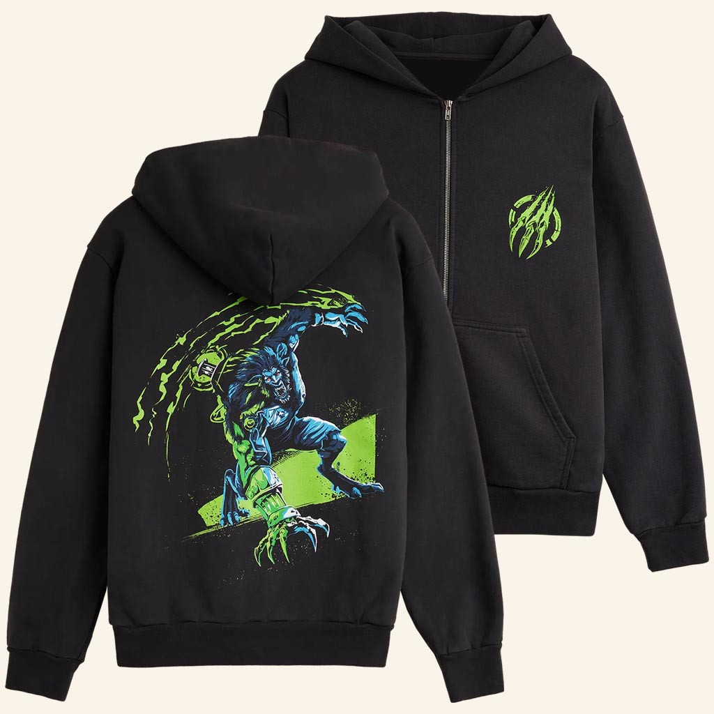 Riot Games Merch Arcane Warwick Zip Hoodie Birthday Gift Ideas For Him
