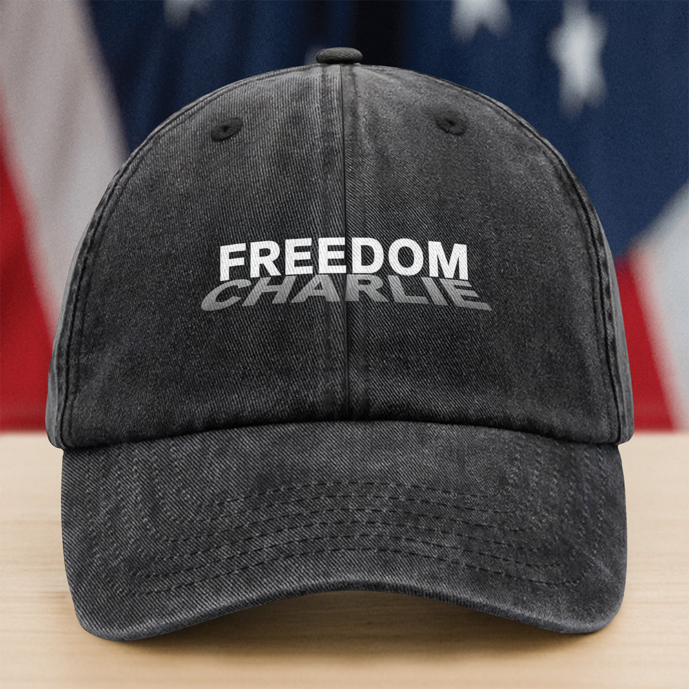 RIP Charlie Kirk Freedom Washed Baseball Cap Charlie Kirk Remembrance Merch