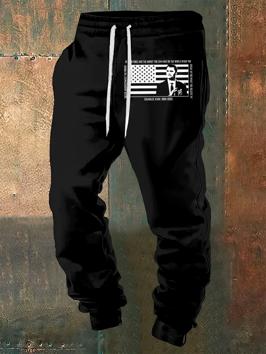 RIP Charlie Kirk Sweatpants Charlie Kirk Graphic USA Flag Clothing Merch For Freedom Fans