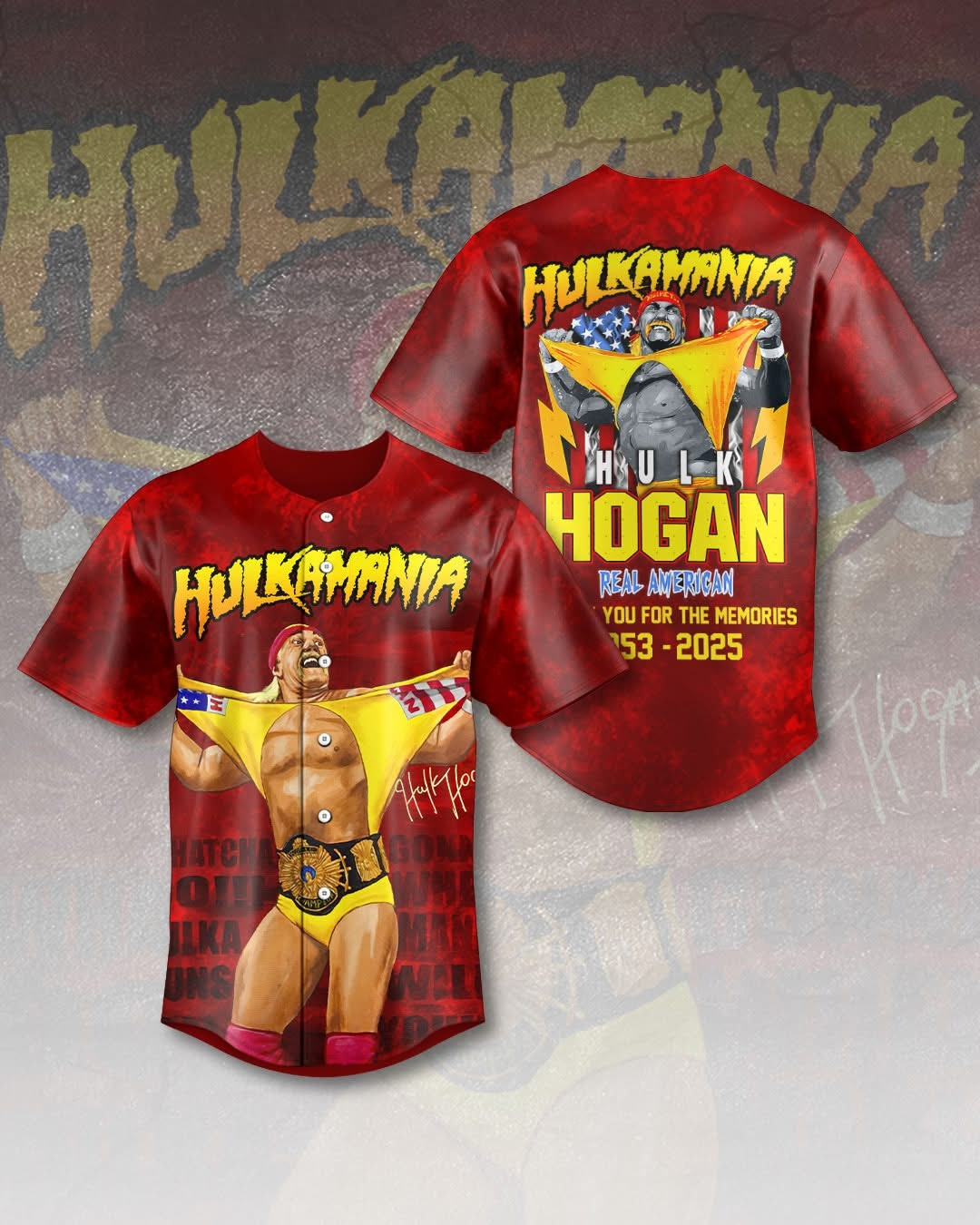 RIP In Memory Of Hulk Hogan Hulkamania Jersey Thank You For The Memories Fan Merch