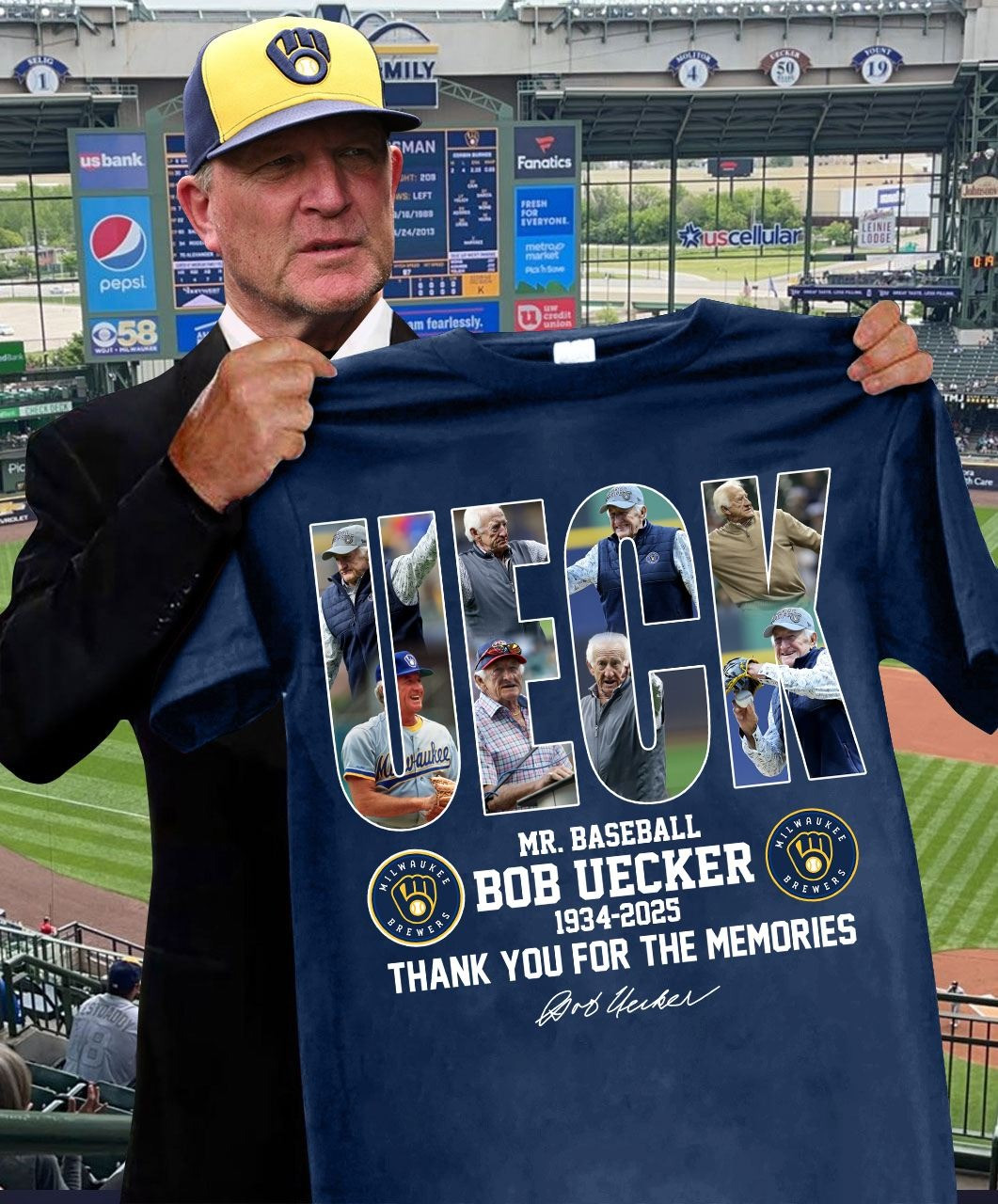 RIP Mr. Baseball Bob Uecker Thank You For The Memories Shirt Milwaukee Brewers Fan Merch
