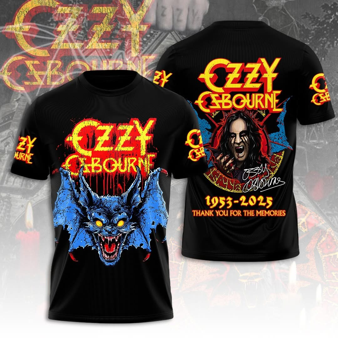 RIP Ozzy Osbourne Bat Thank You For The Memories T-Shirt Rock Icon Tribute Fan Merch