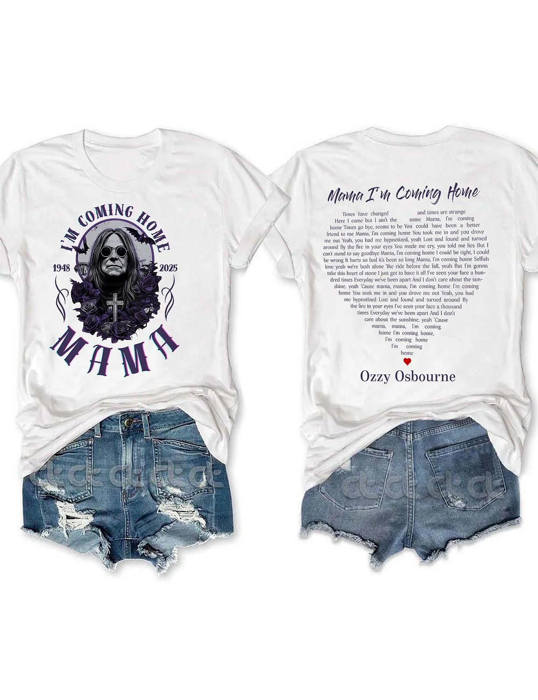RIP Ozzy Osbourne Mama I'm Coming Home T-Shirt Women's Heavy Metal Fan Memorial Tee (white option)