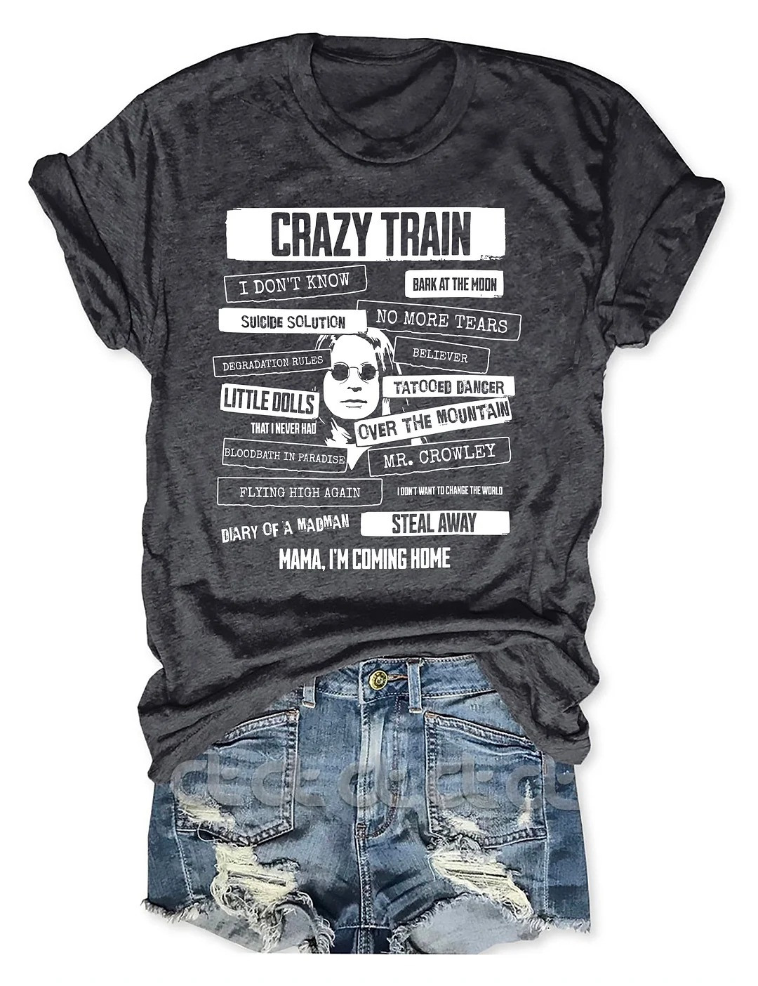 RIP Ozzy Osbourne T-Shirt Women's Crazy Train Mama I'm Coming Home Black Sabbath Fan Merch (up default)