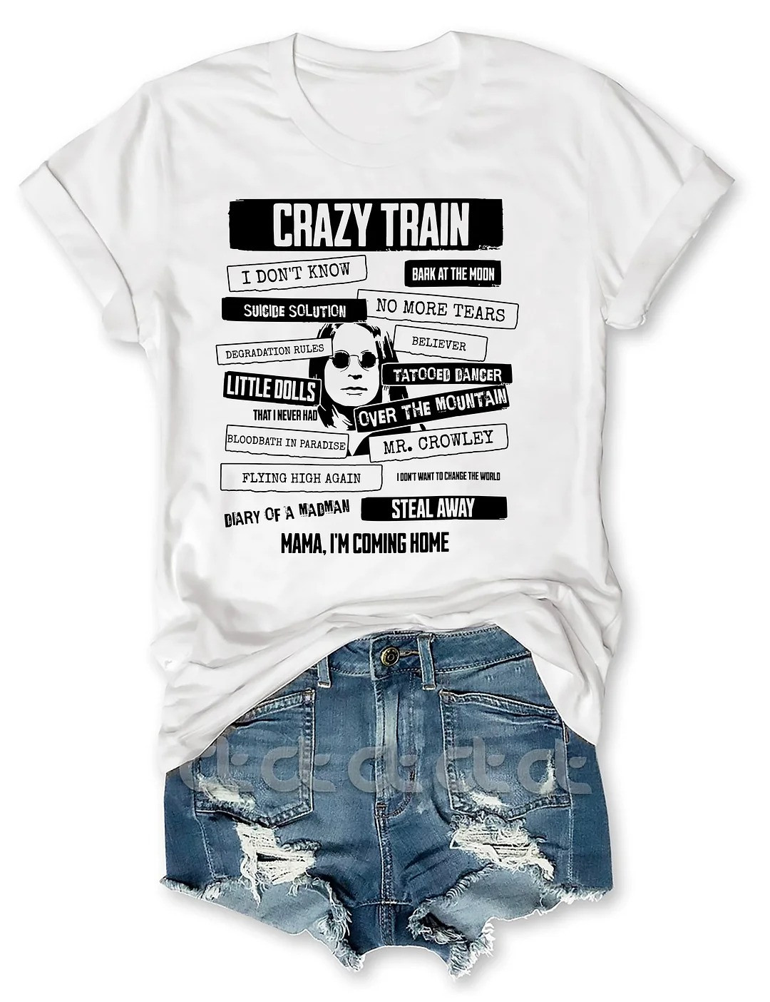RIP Ozzy Osbourne T-Shirt Women's Crazy Train Mama I'm Coming Home Black Sabbath Fan Merch (white option)