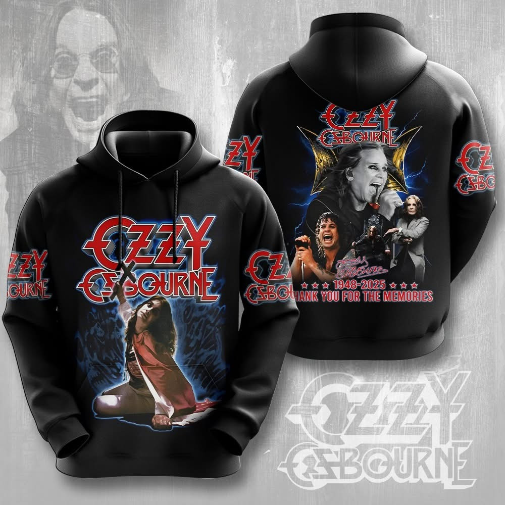 RIP Ozzy Osbourne Thank You For The Memories Hoodie Prince Of Darkness Rock Icon Tribute