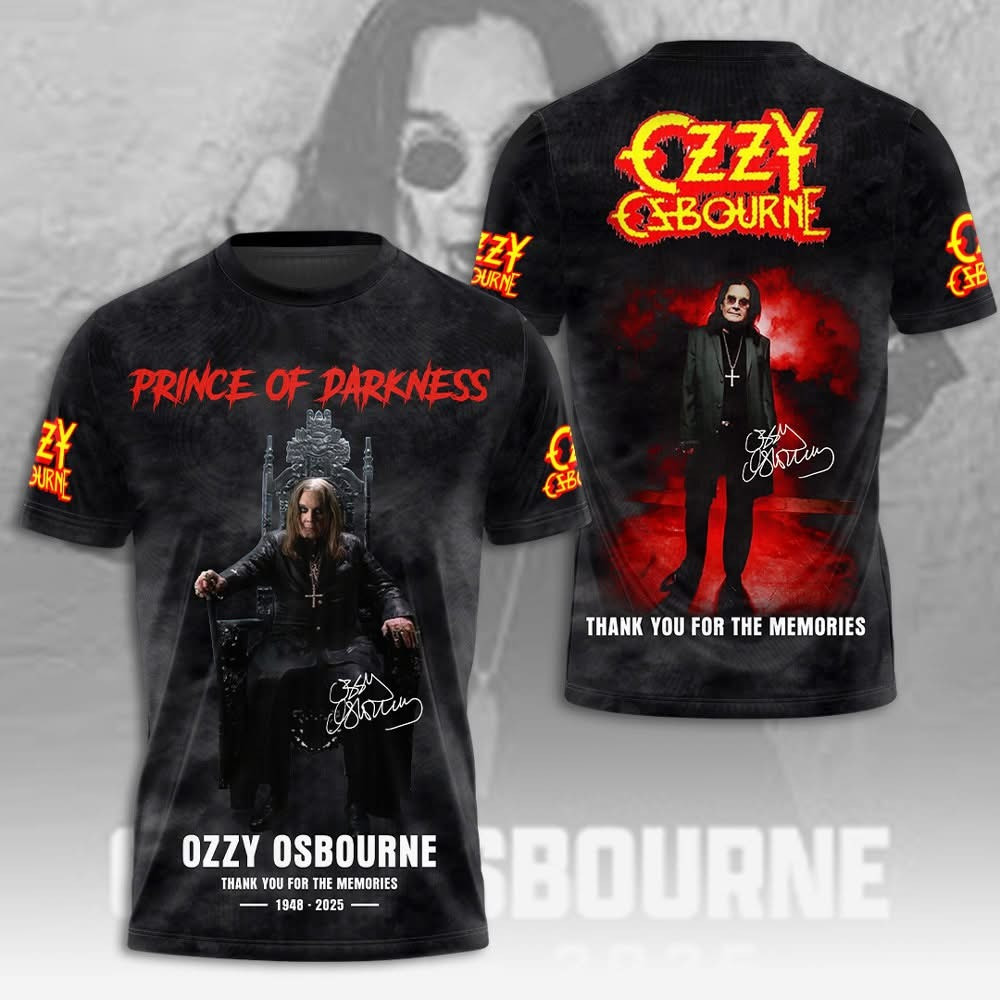 RIP Ozzy Osbourne Thank You For The Memories Shirt Men's Prince Of Darkness Fan Apparel