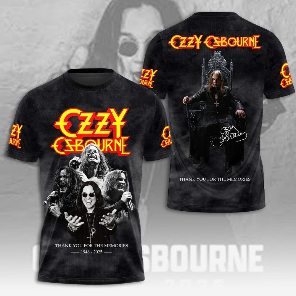 RIP Ozzy Osbourne Thank You For The Memories T-Shirt Black Sabbath Heavy Metal Fan Merch