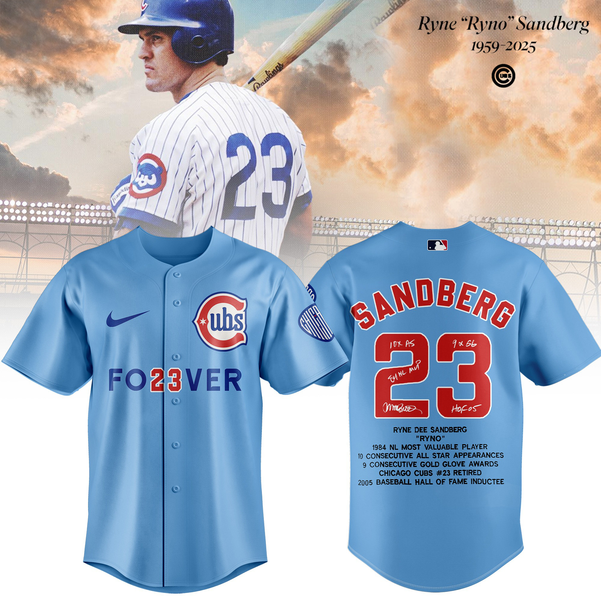 RIP Ryne Sandberg Thank You For The Memories Jersey Forever 23 Jersey