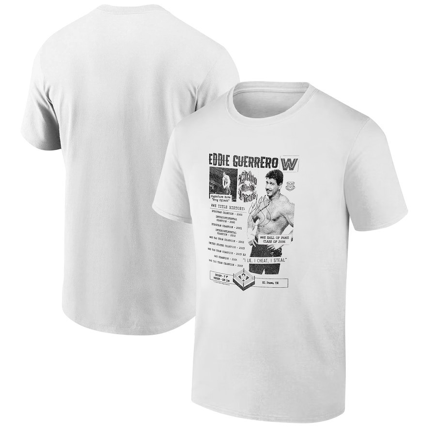 Ripple Junction White Eddie Guerrero Fanzine Collage Graphic T-Shirt Men's Gifts