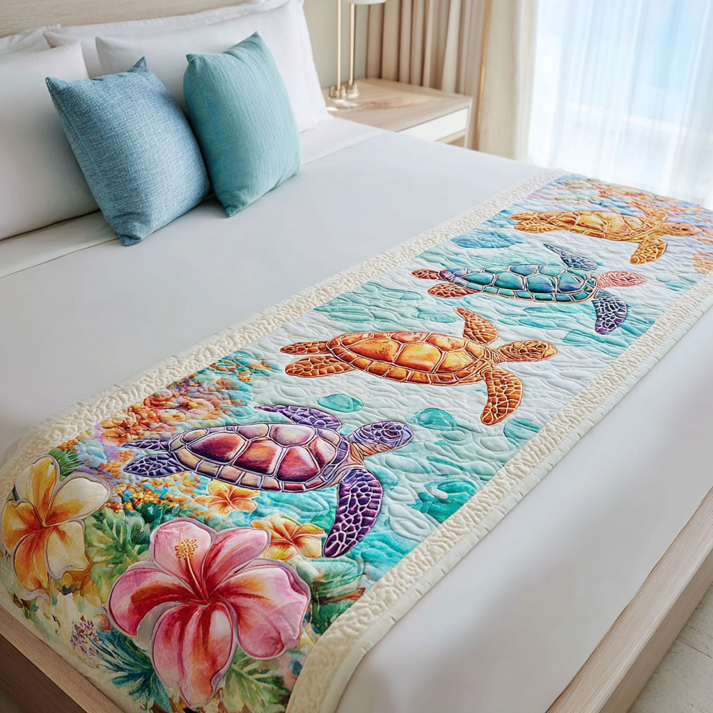 Rippleback Quilted Bed Runner Bed Decorations Sea Turtle Gift Shop